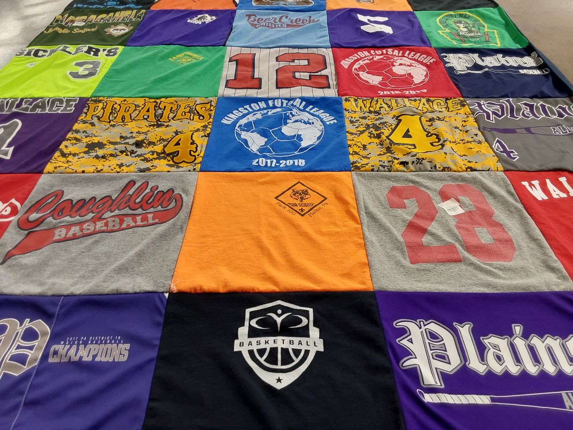 T-shirt quilt featuring coughlin high school baseball, wallace high school basketball by Kirsten from PA