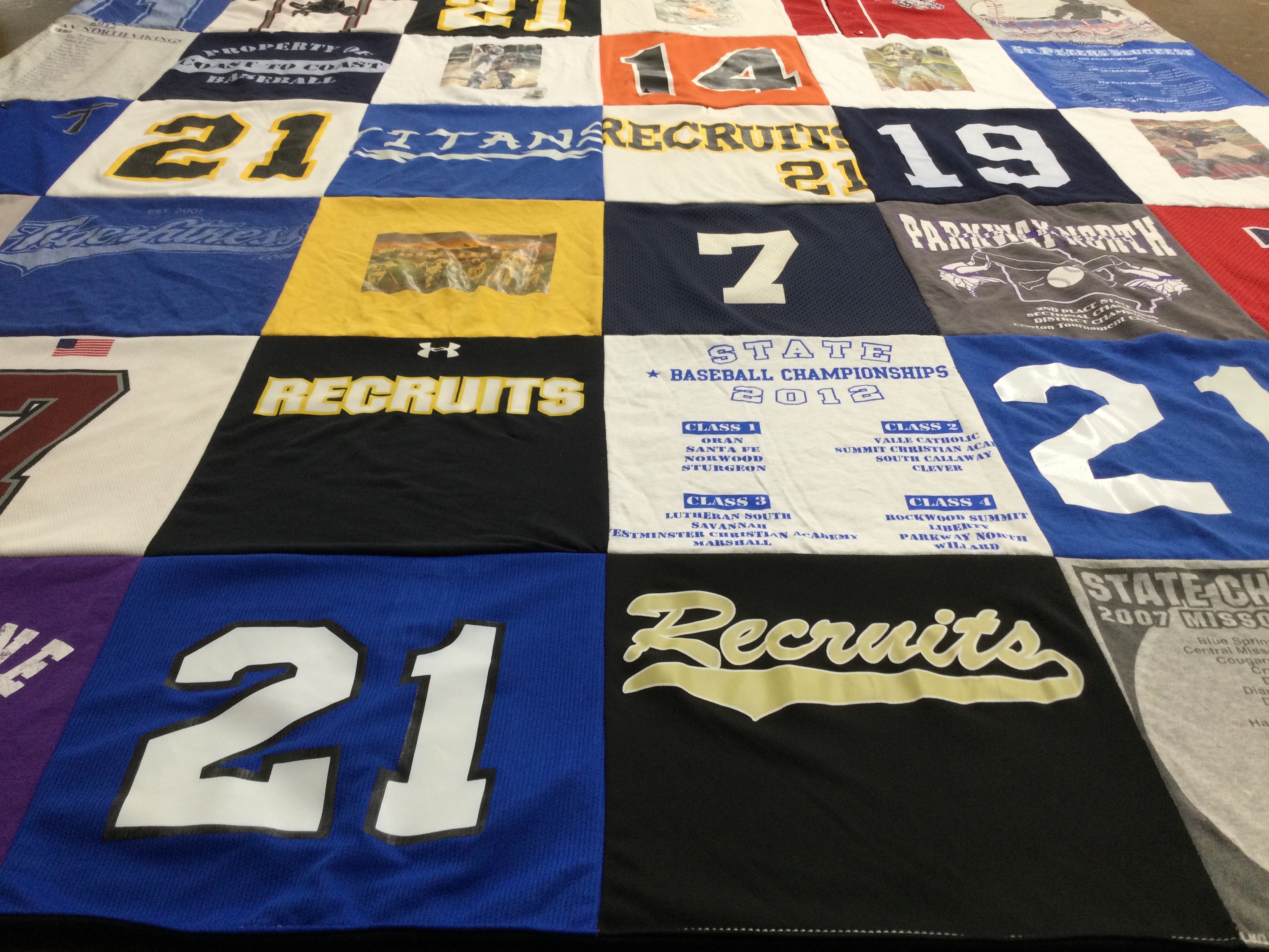 T-shirt quilt from parkway north high school, lutheran south high school by Donna from MO