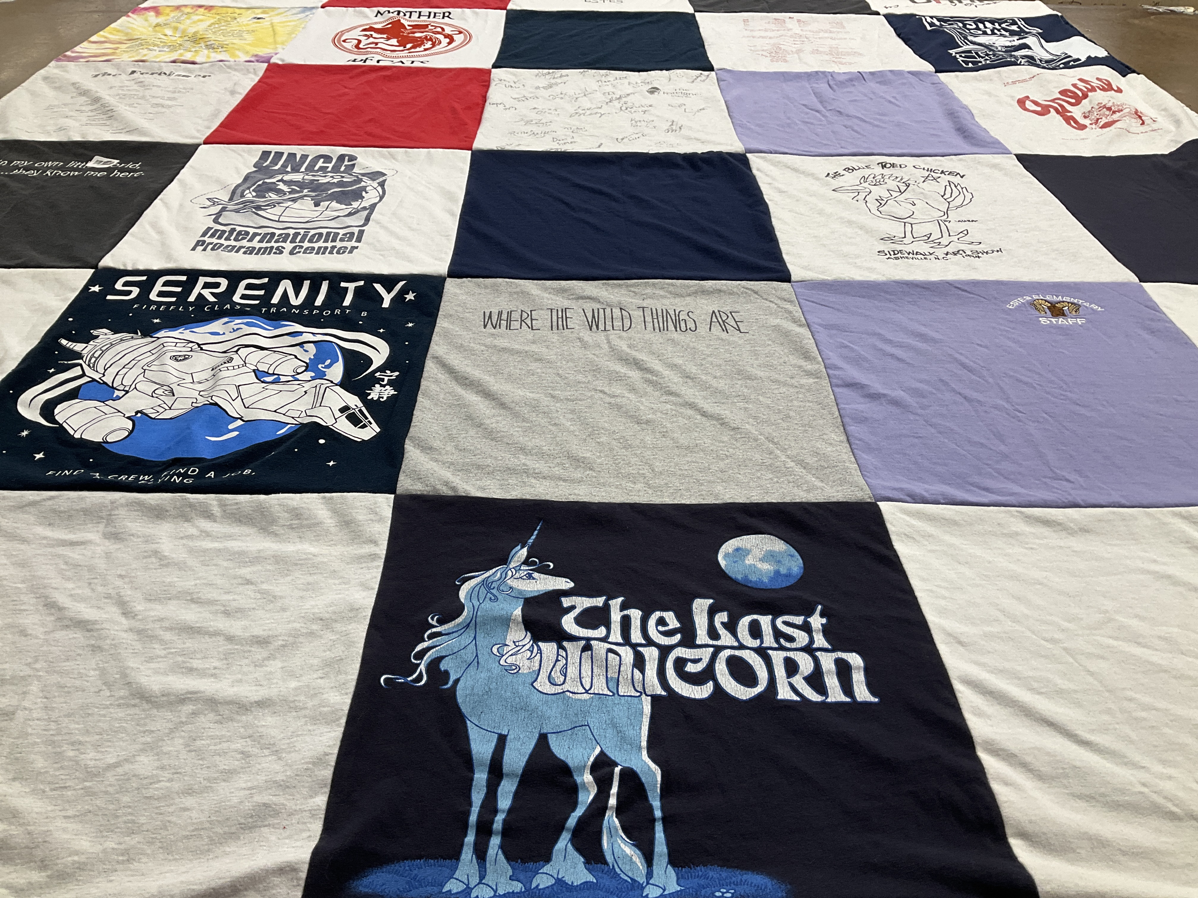 Custom Project Repat t-shirt quilt featuring shirts from university of north carolina at greensboro.