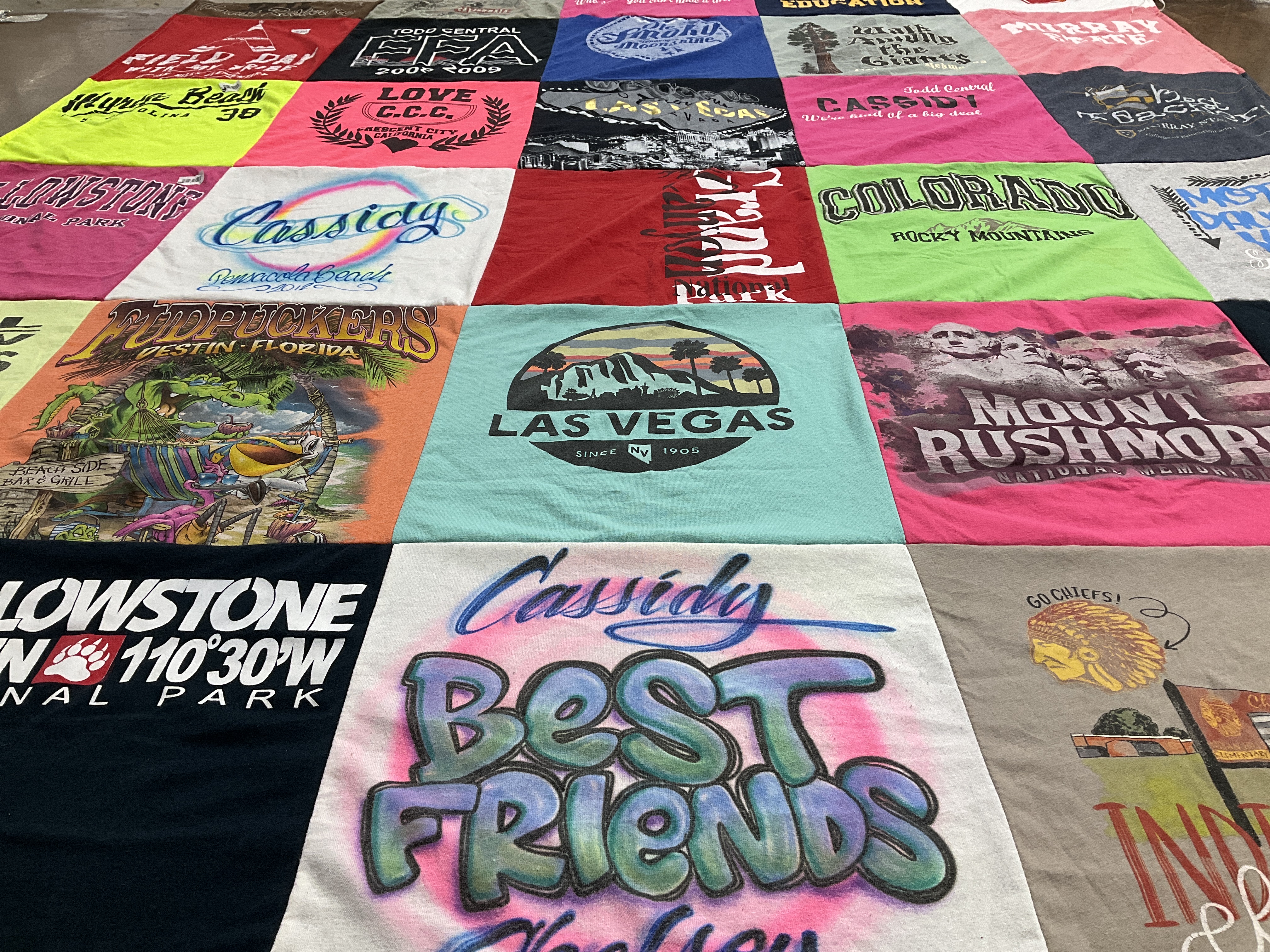 T-shirt quilt with national parks, travel themes by Michele from KY