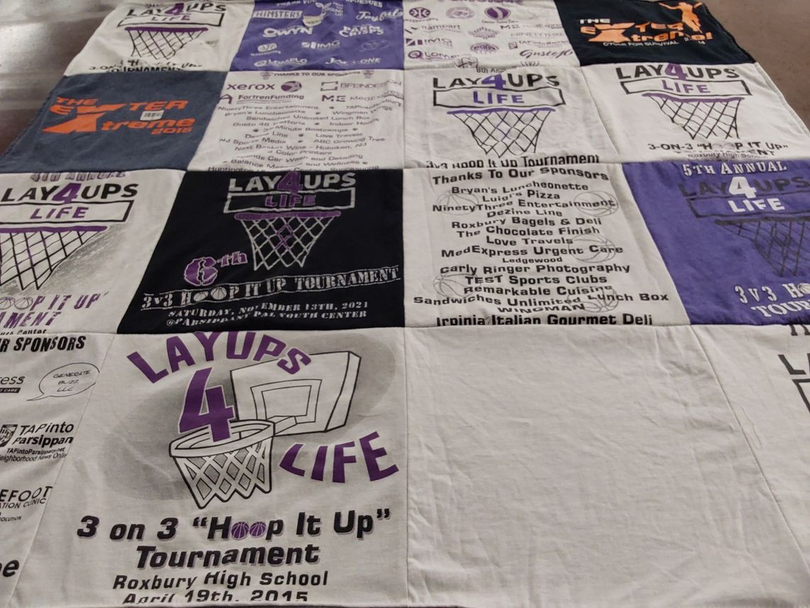 T-shirt quilt from roxbury high school by Dana from NJ