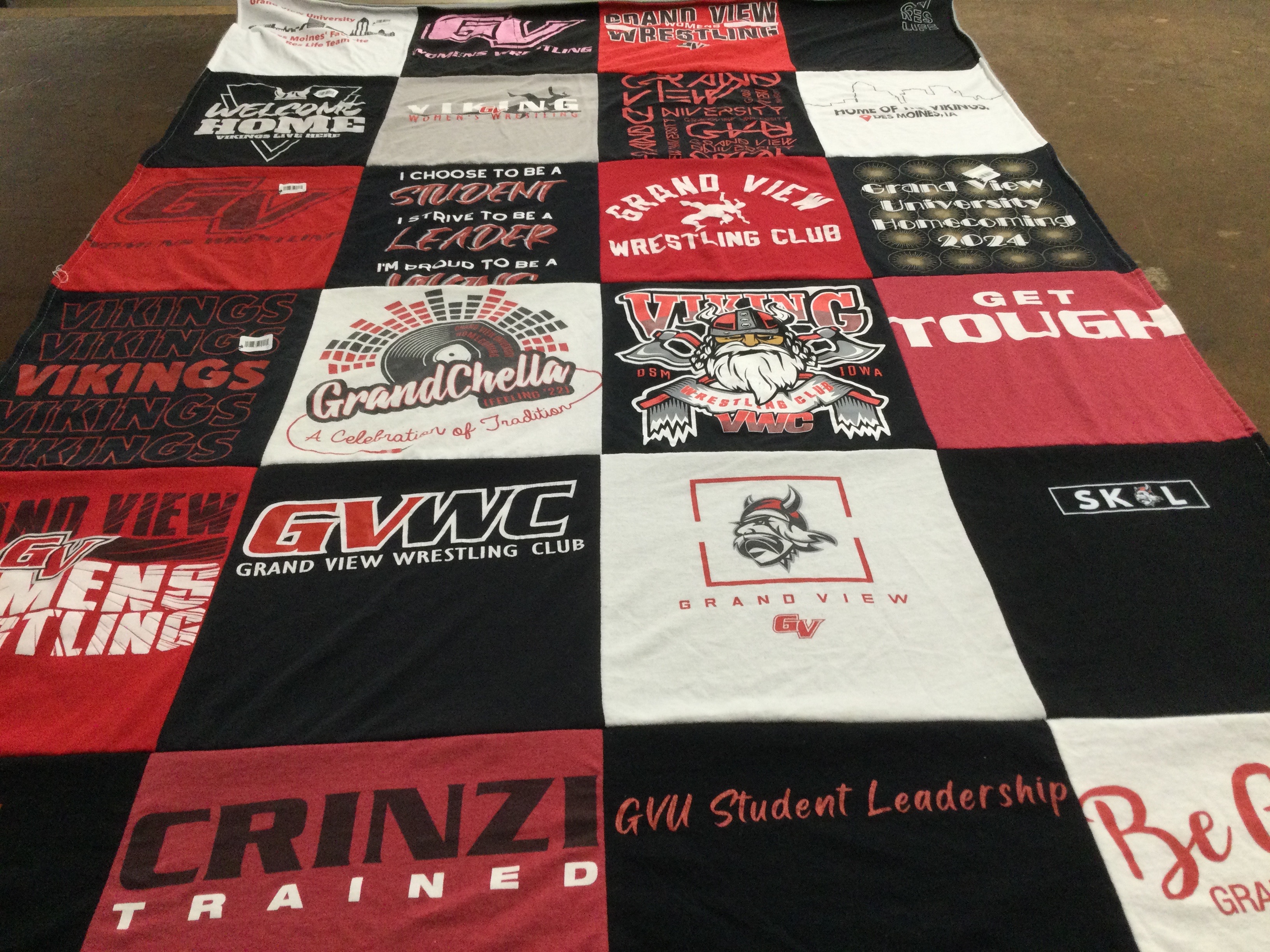 T-shirt quilt featuring grand view wrestling club by Melany from IA