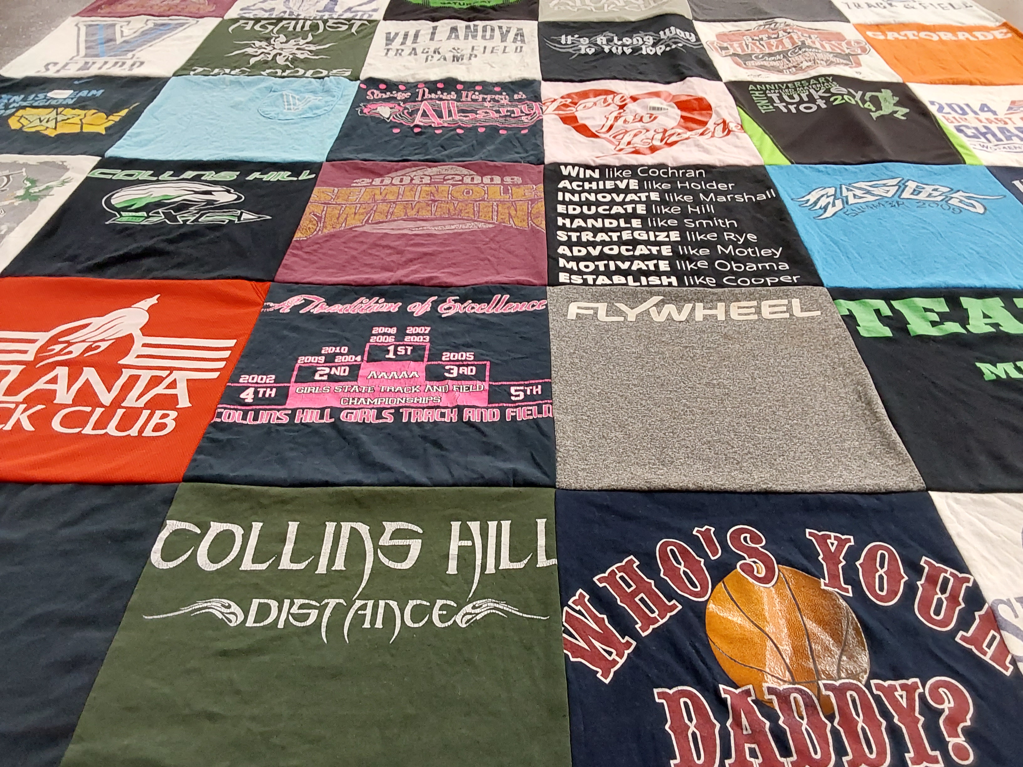 T-shirt quilt featuring collins hill high school by Olanike from NJ