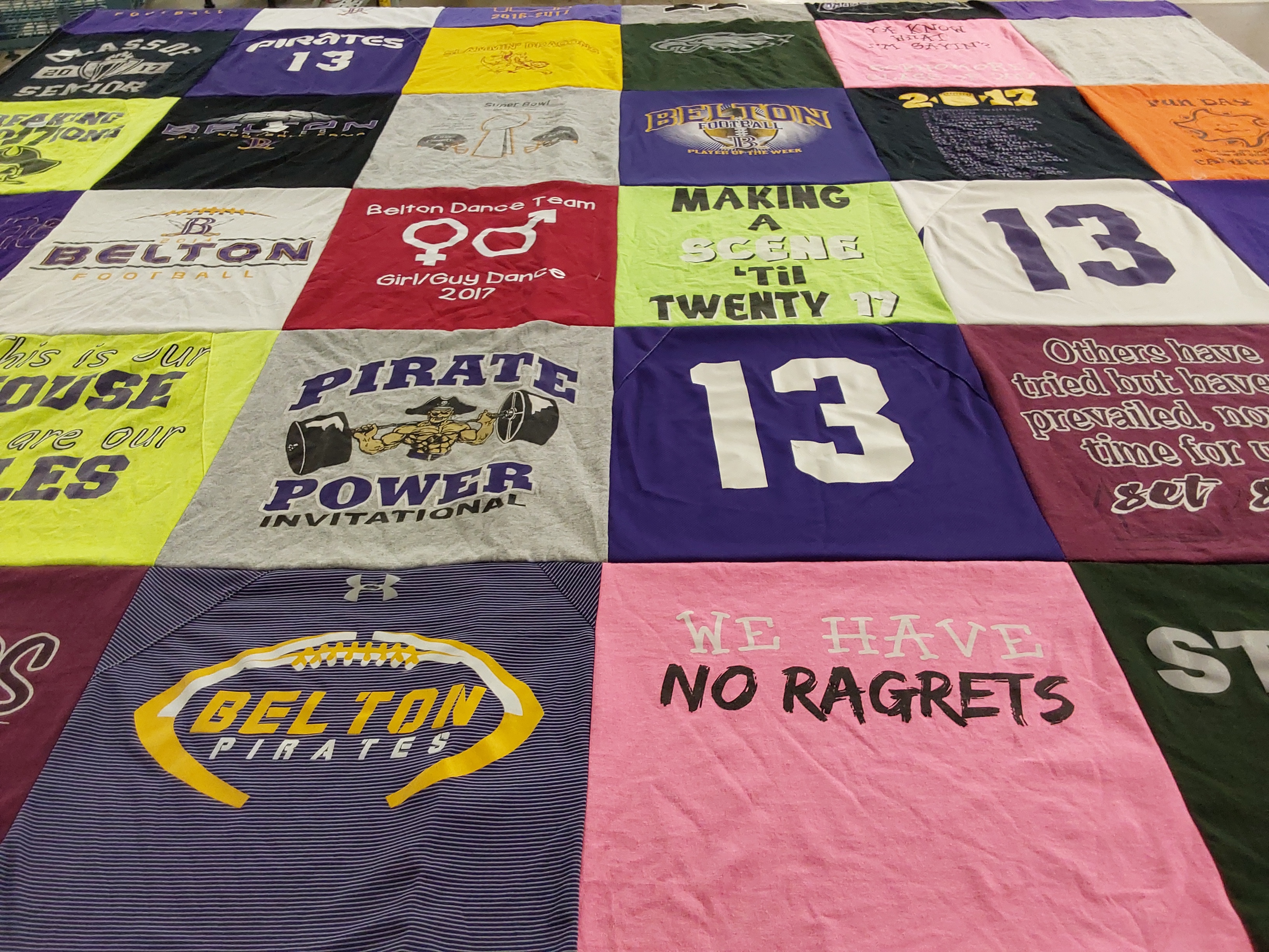 T-shirt quilt featuring belton pirates by Mary from MO