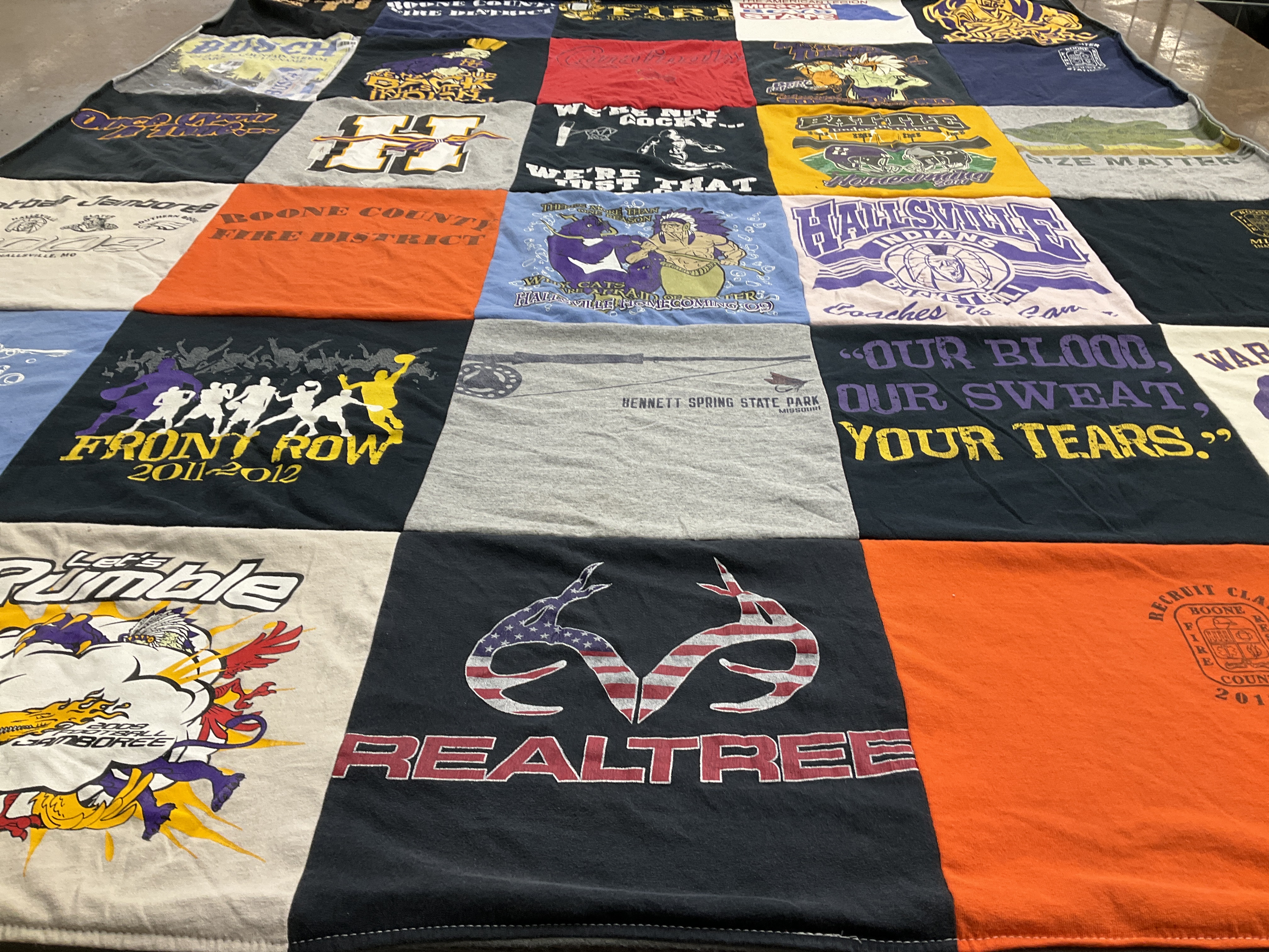 T-shirt quilt featuring hallsville indians basketball by Sharon from MO