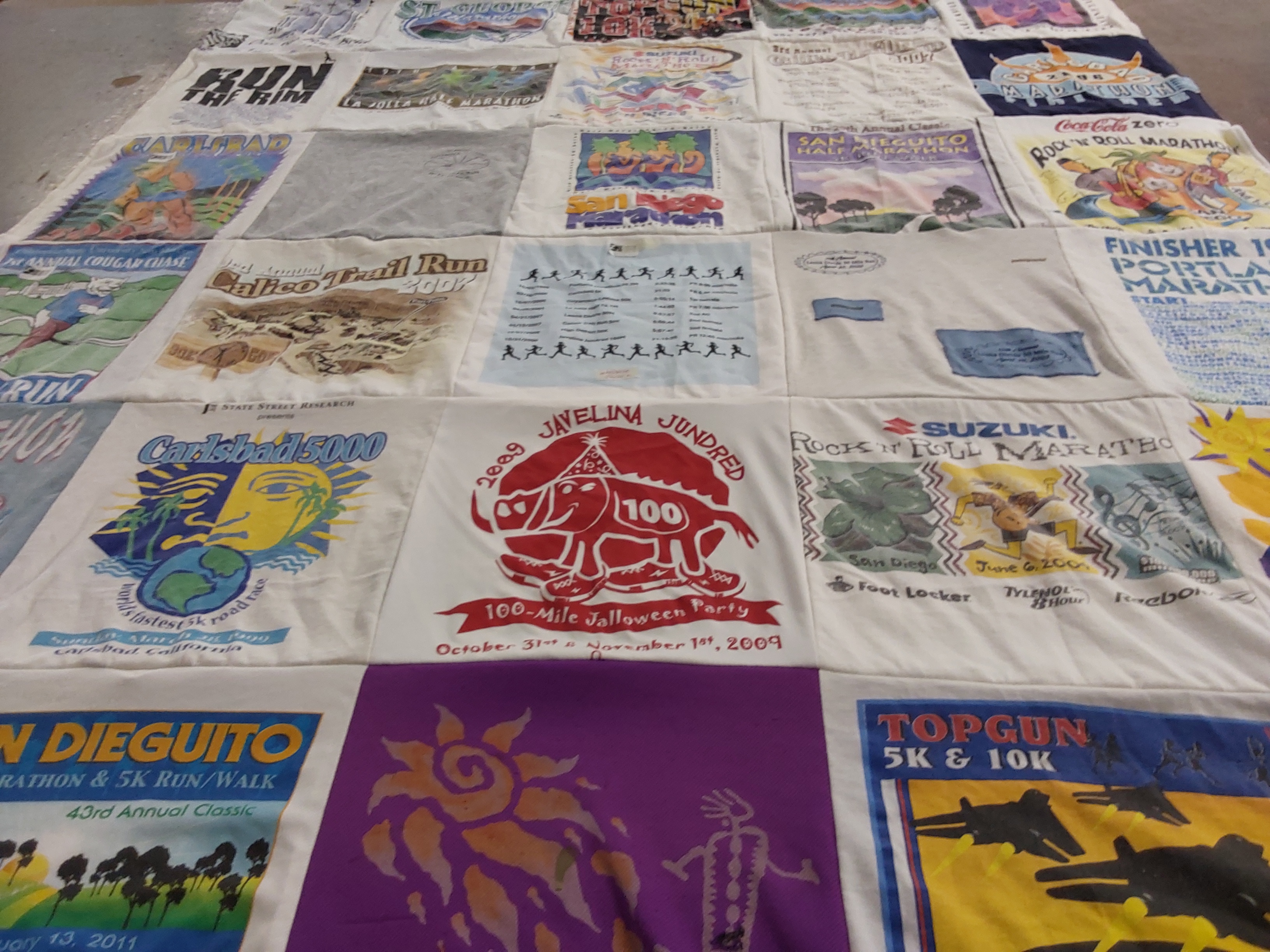 T-shirt quilt with running, marathons themes by ELIZABETH from CA