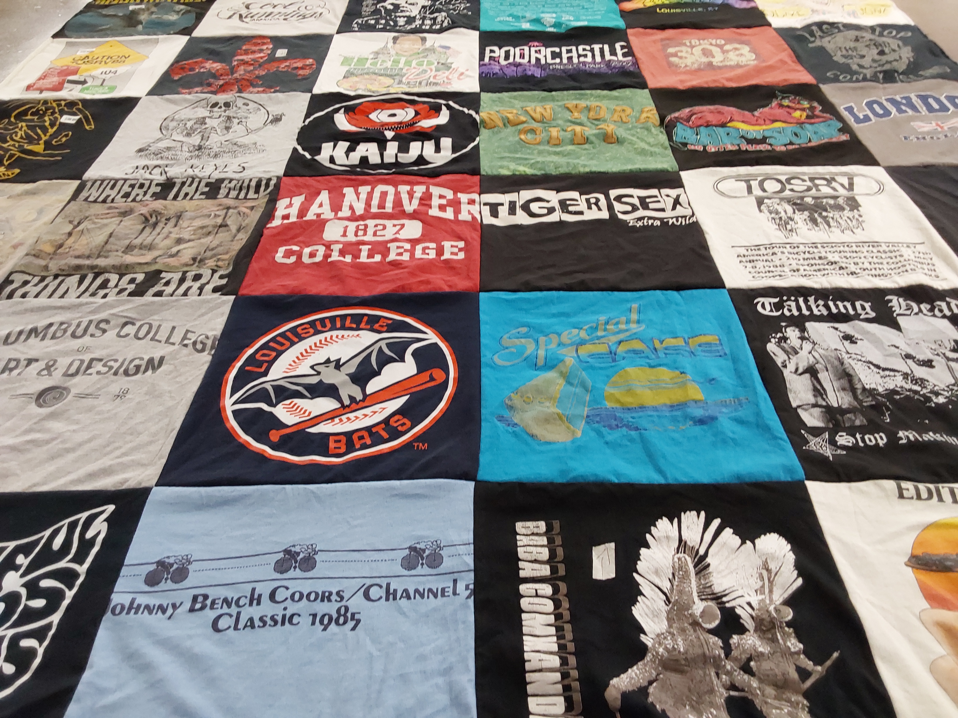 T-shirt quilt featuring louisville bats by Gracie from KY