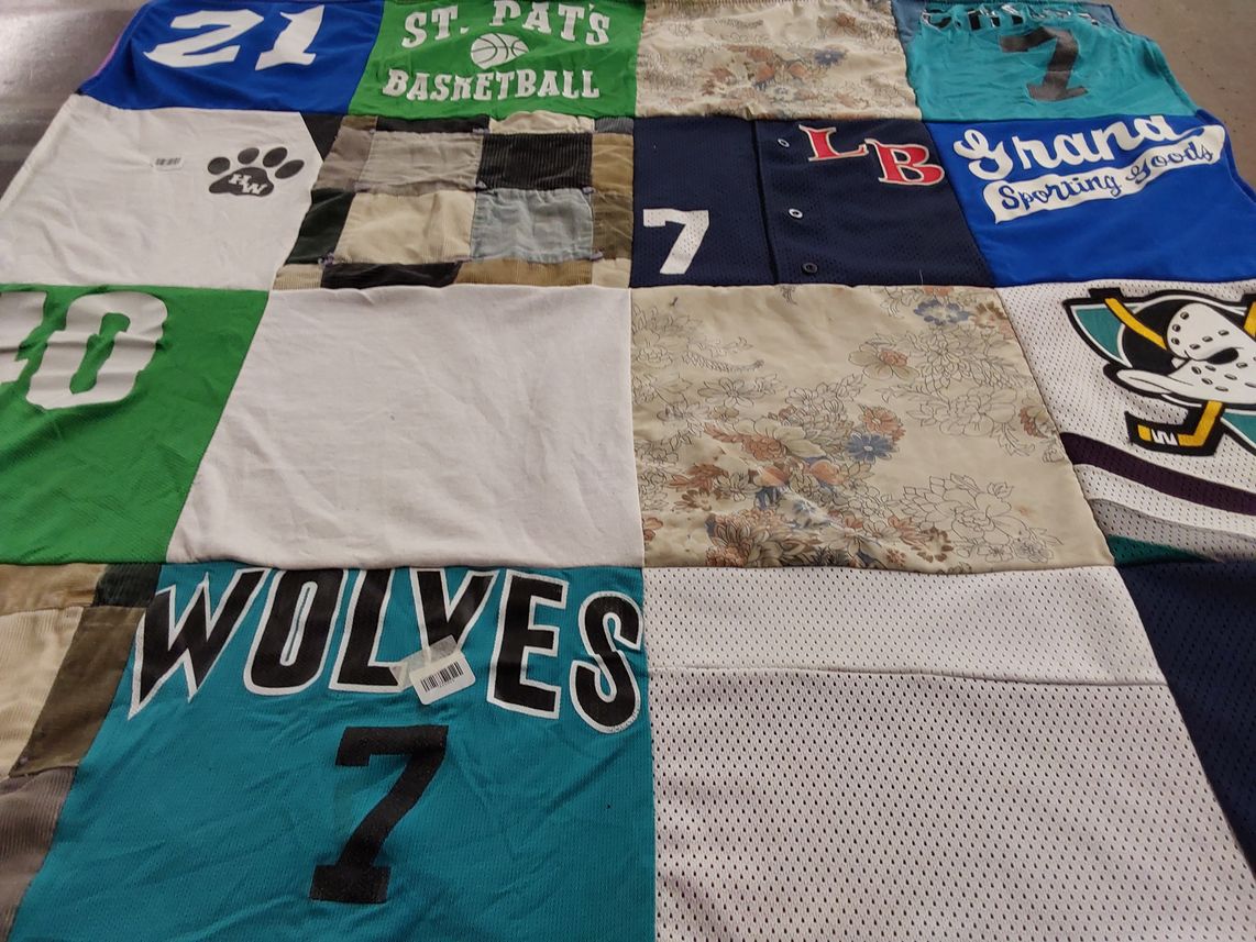 T-shirt quilt featuring wolves by Paula from FL