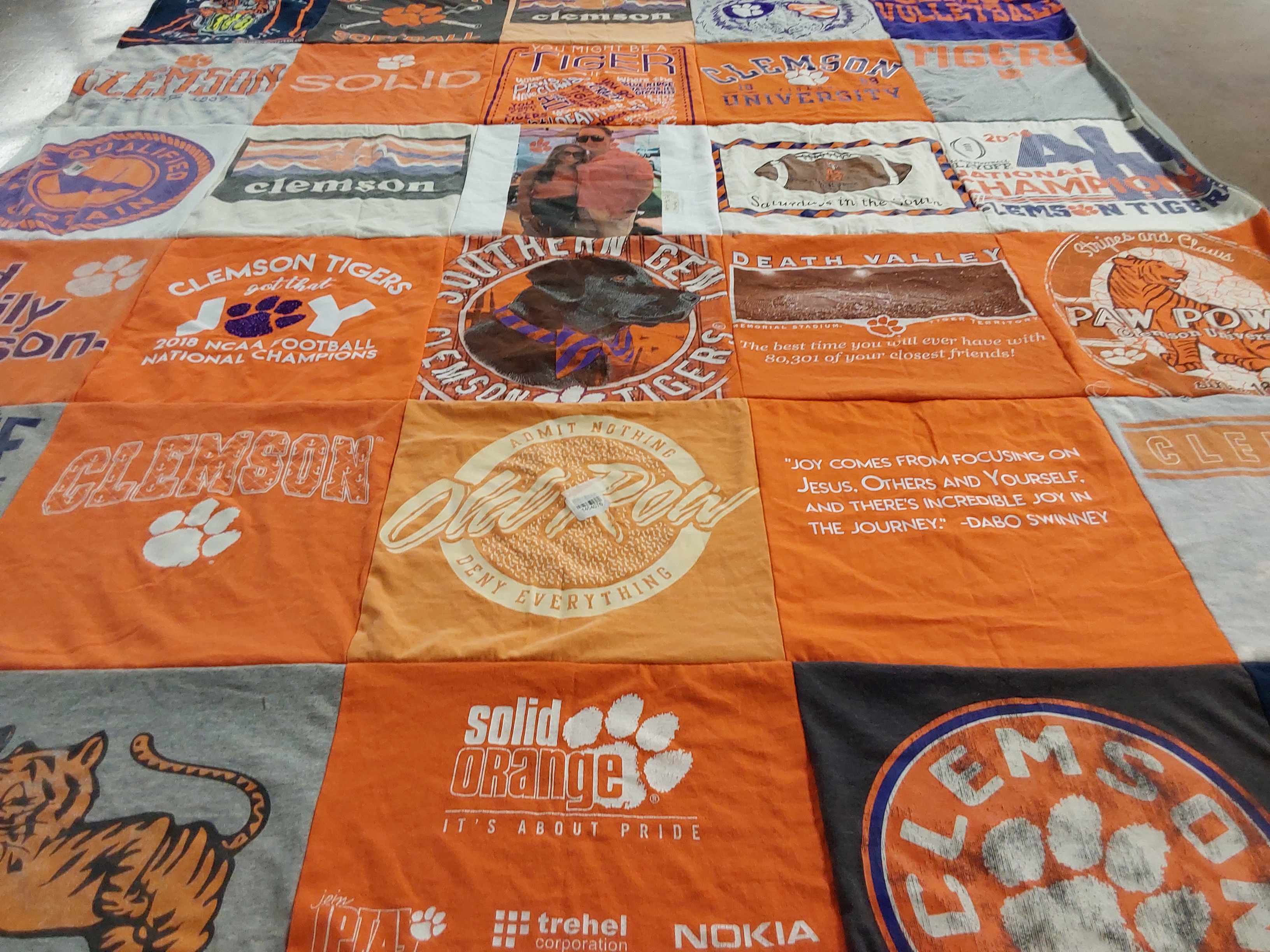 T-shirt quilt featuring clemson tigers by Nikki from SC
