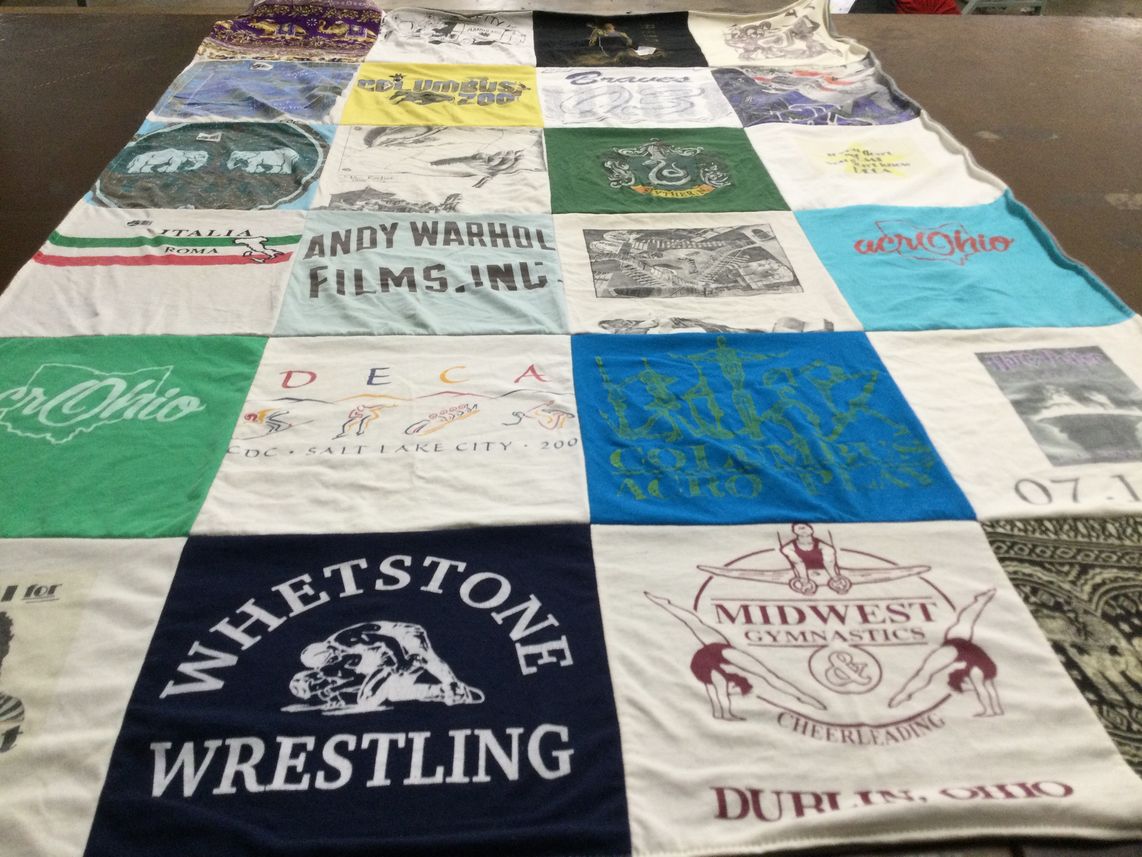T-shirt quilt featuring whetstone wrestling by Leigh from OH
