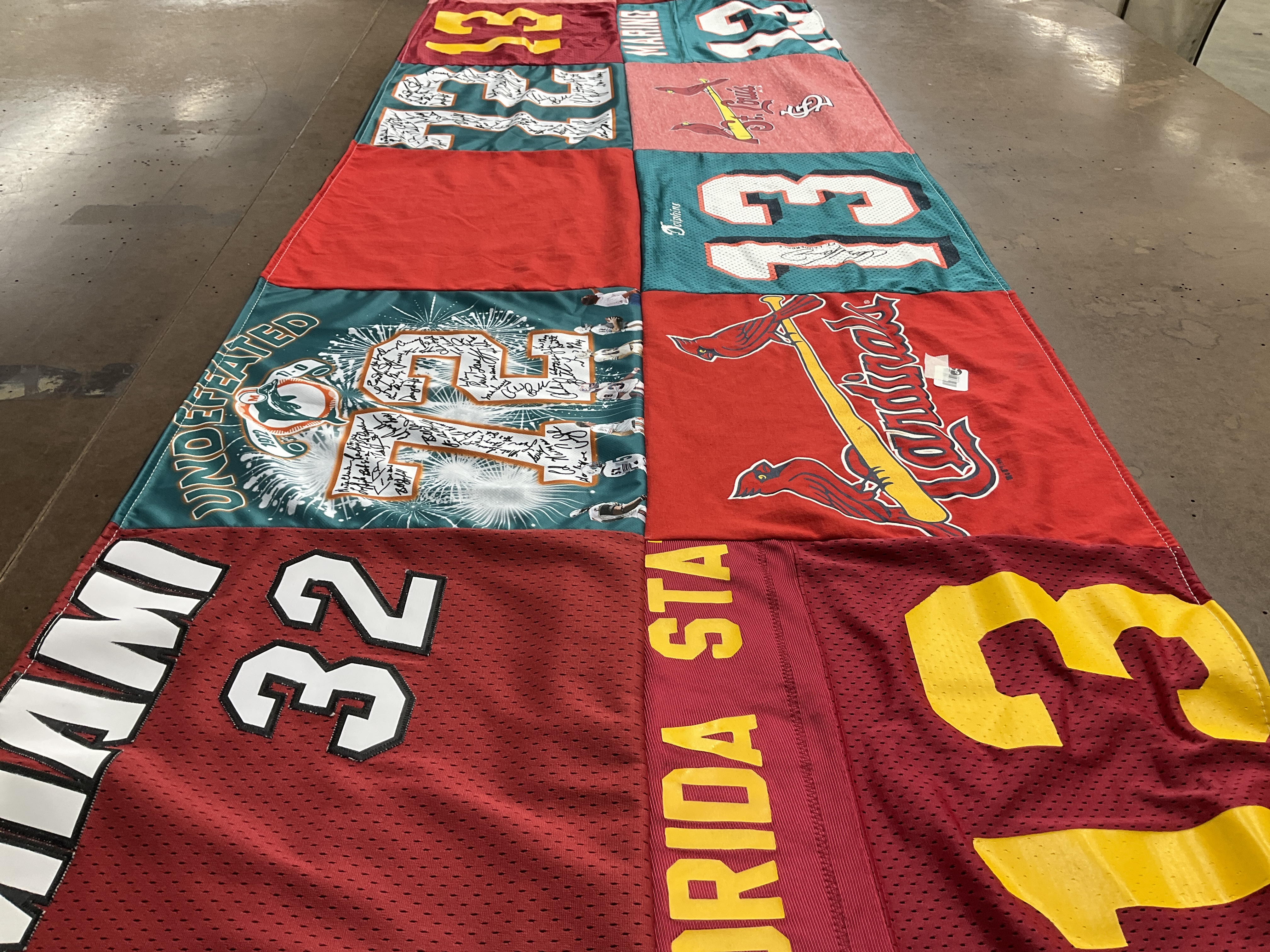 T-shirt quilt featuring miami dolphins, florida state seminoles by Brandy from FL