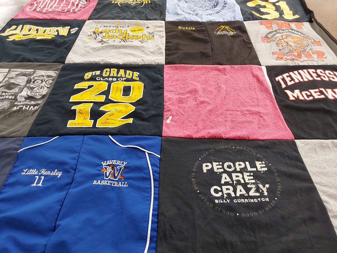 T-shirt quilt featuring waverly basketball by Penney from TN
