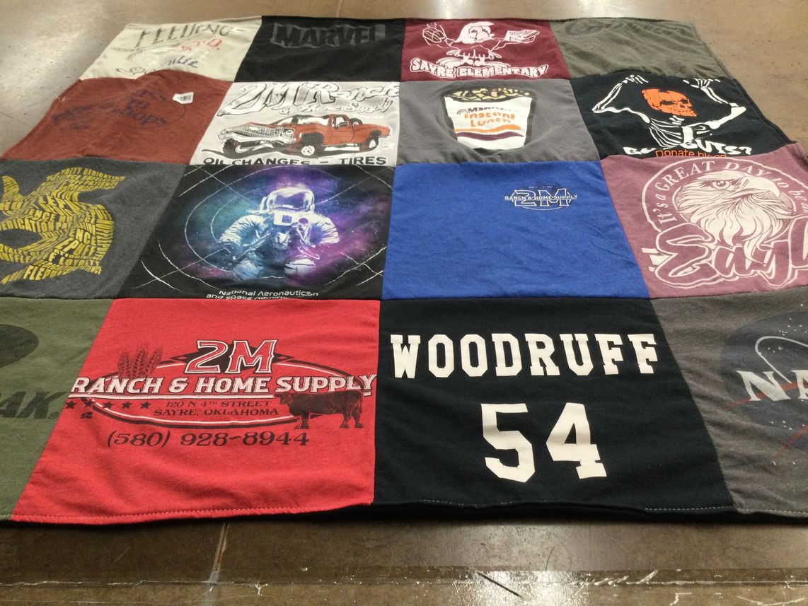 T-shirt quilt with science, space themes by Jodee from OK