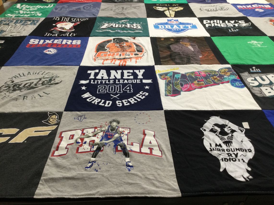 T-shirt quilt featuring philadelphia eagles, philadelphia sixers by Brittany from FL