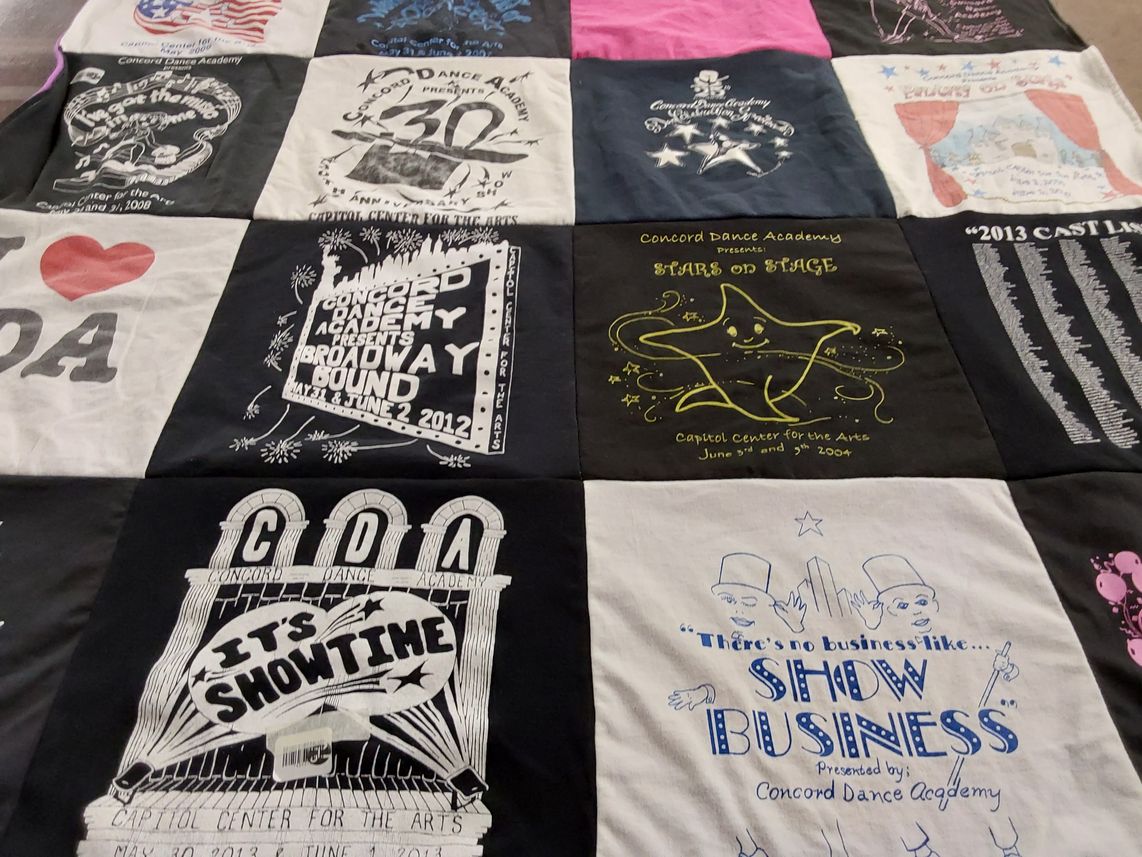 T-shirt quilt with dancing, theater themes by Cherryl from NH