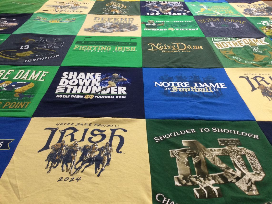 T-shirt quilt featuring notre dame football by Celeste from IN