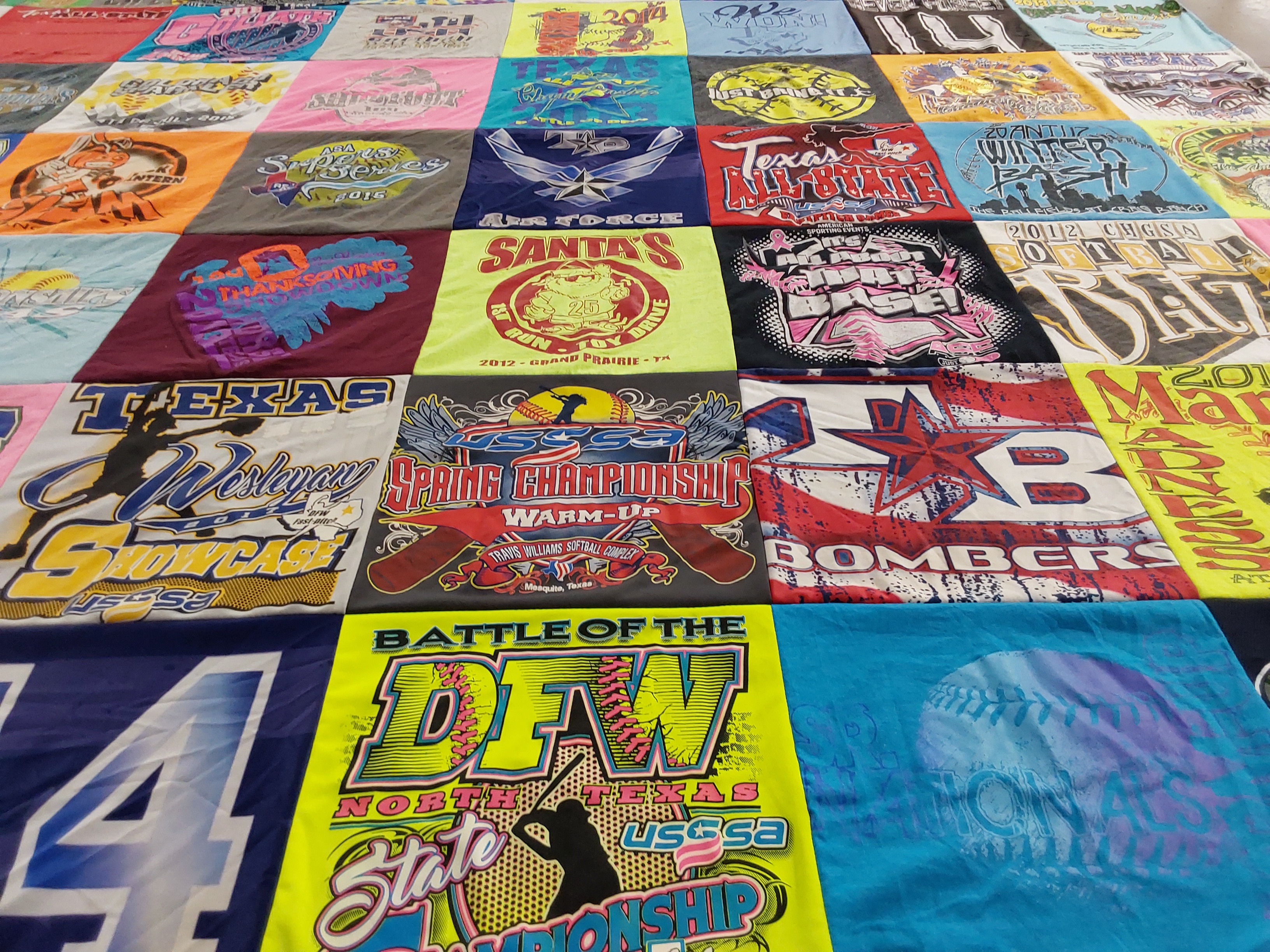 T-shirt quilt featuring texas bombers by Heather from TX