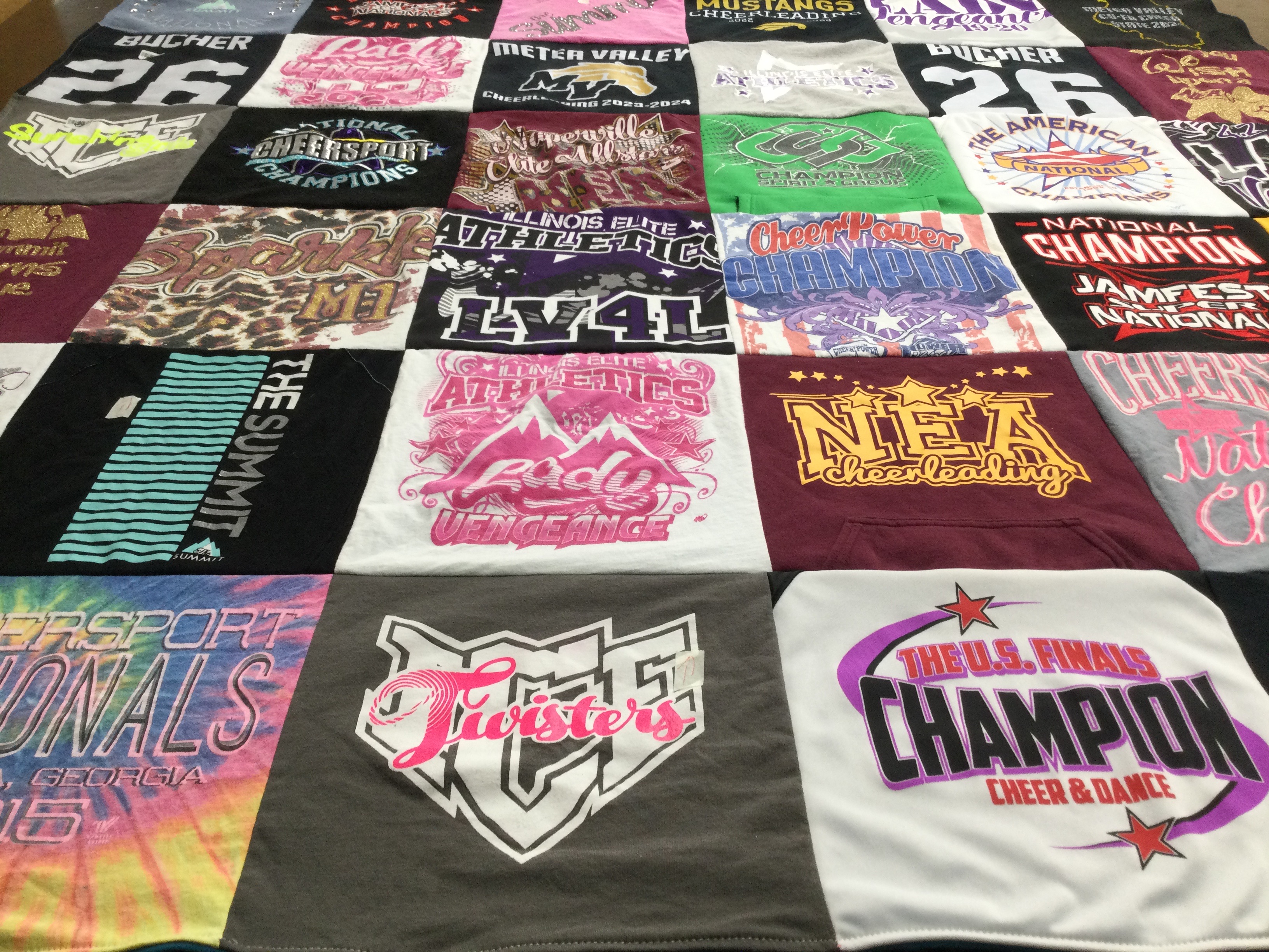T-shirt quilt featuring twisters by Diane from IL