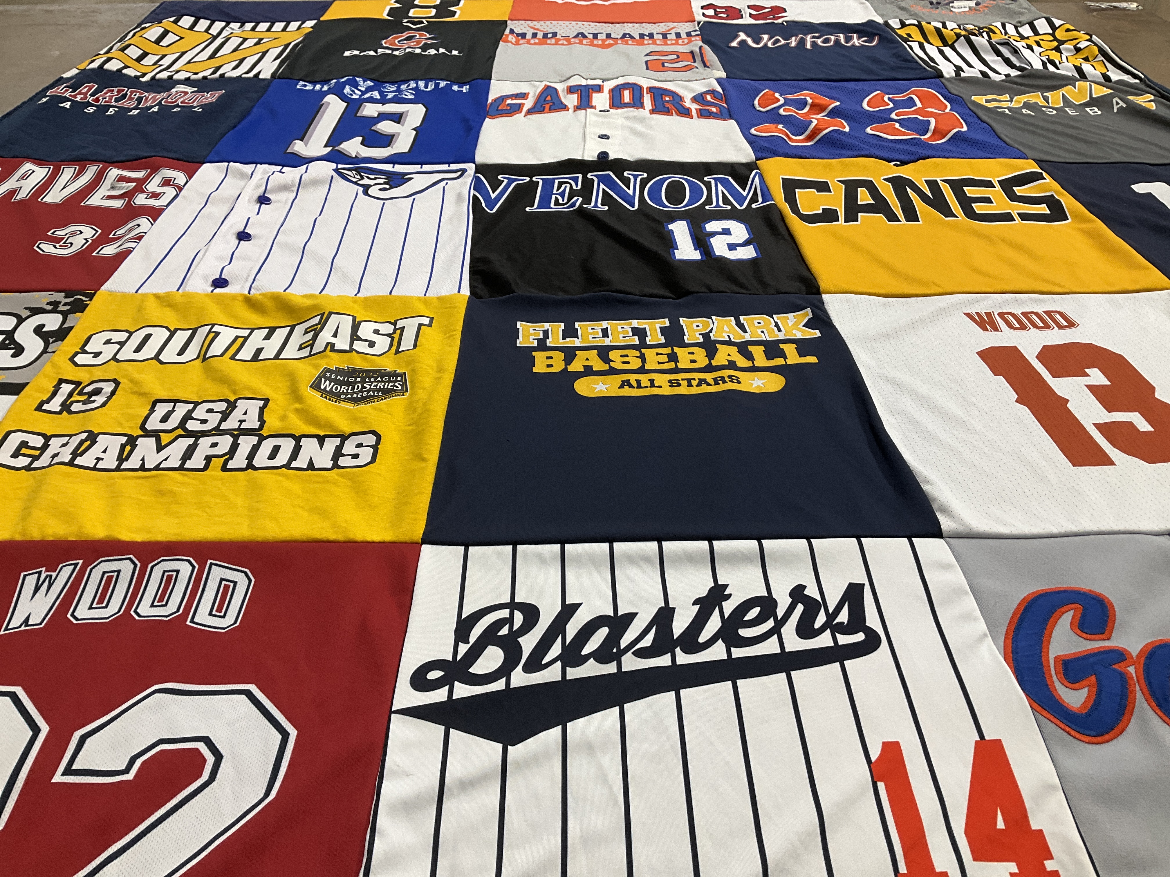 T-shirt quilt with baseball themes by Jacquelyn from VA