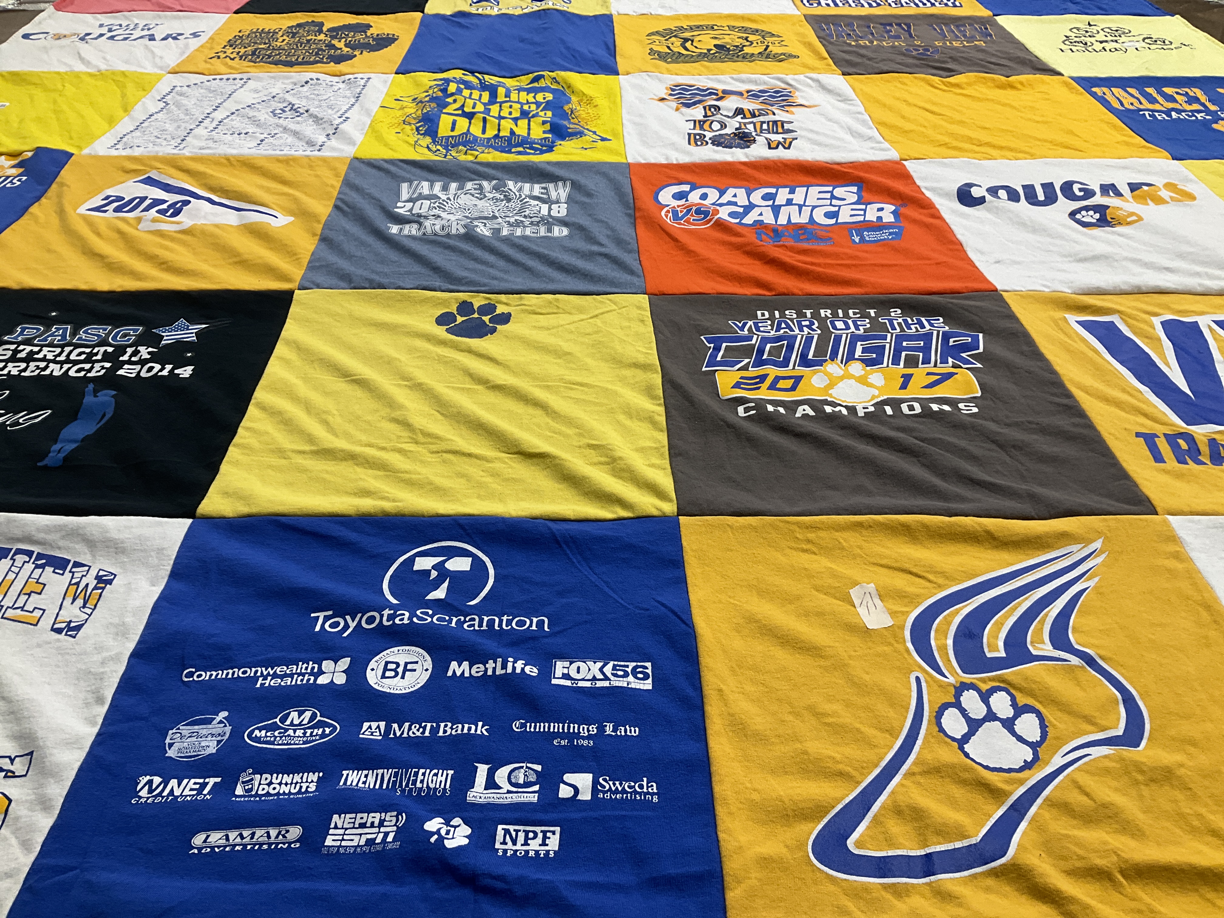 T-shirt quilt featuring cougars by Yvette from PA