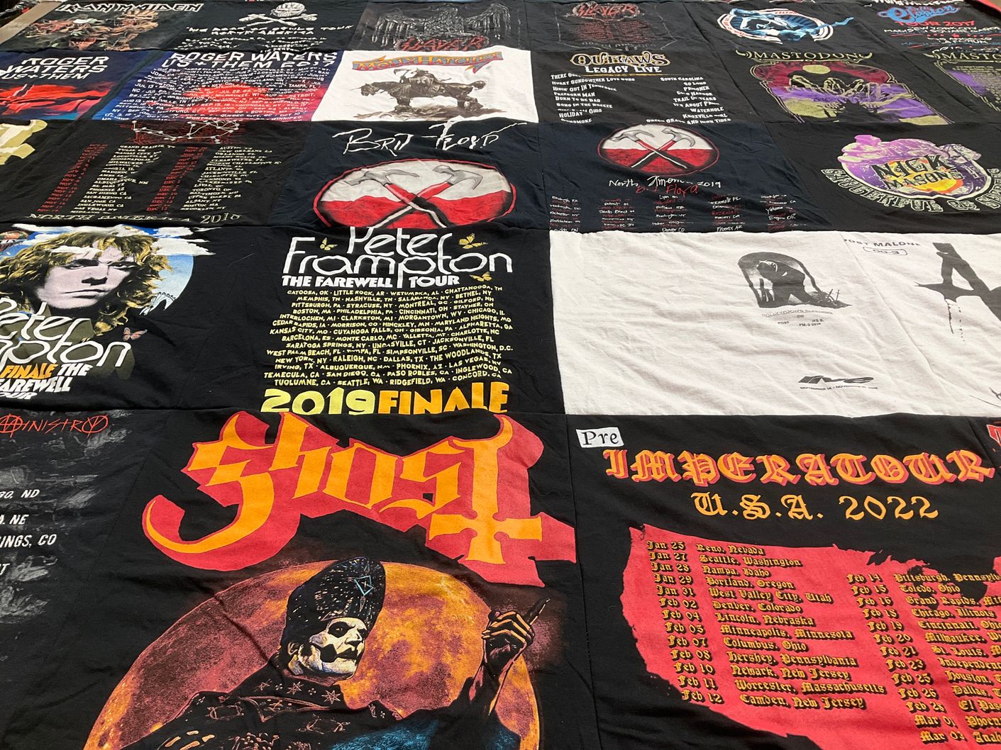 T-shirt quilt with music, concerts themes by Steven from FL