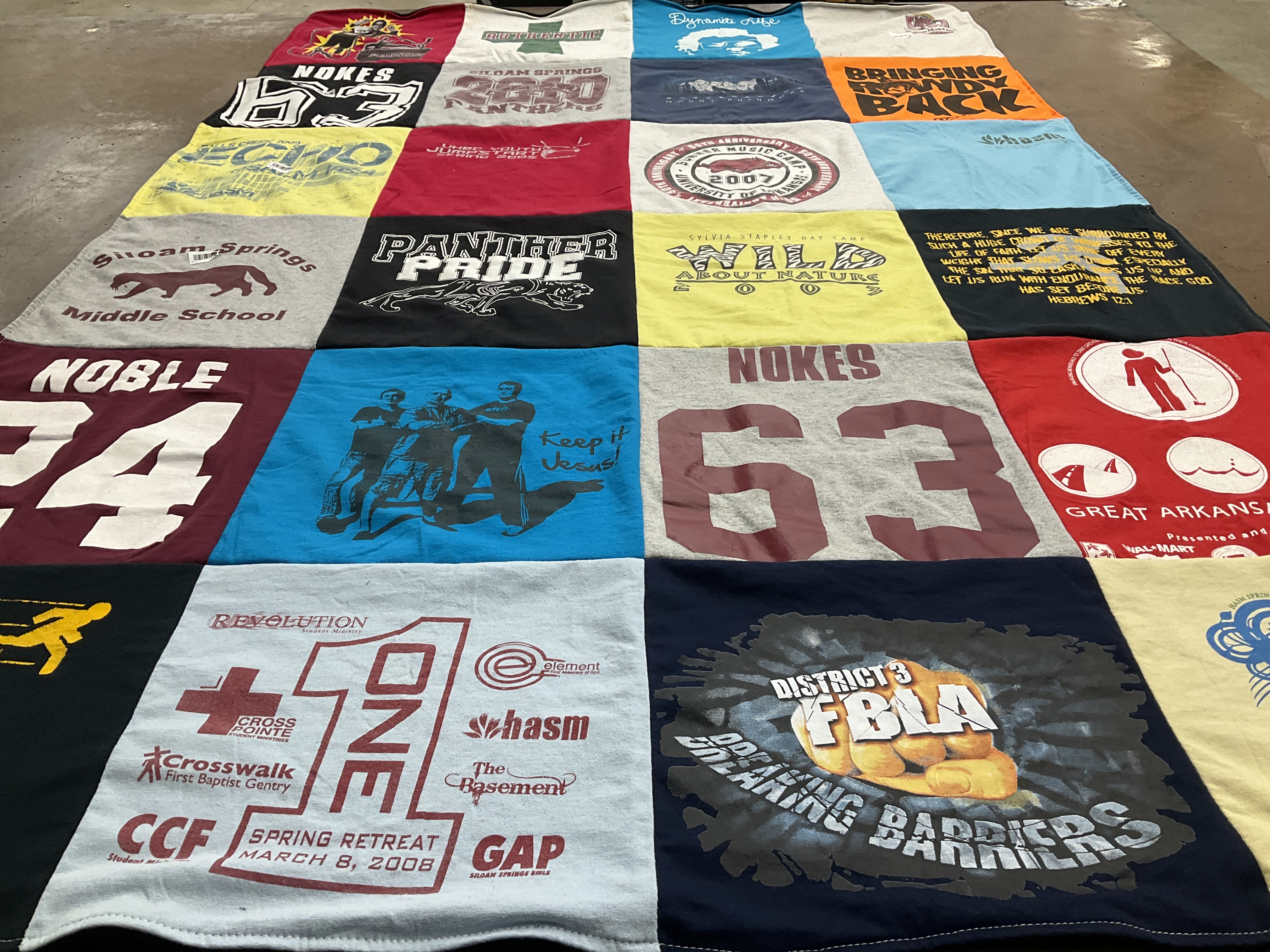 T-shirt quilt featuring nokes high school by Becky from OK