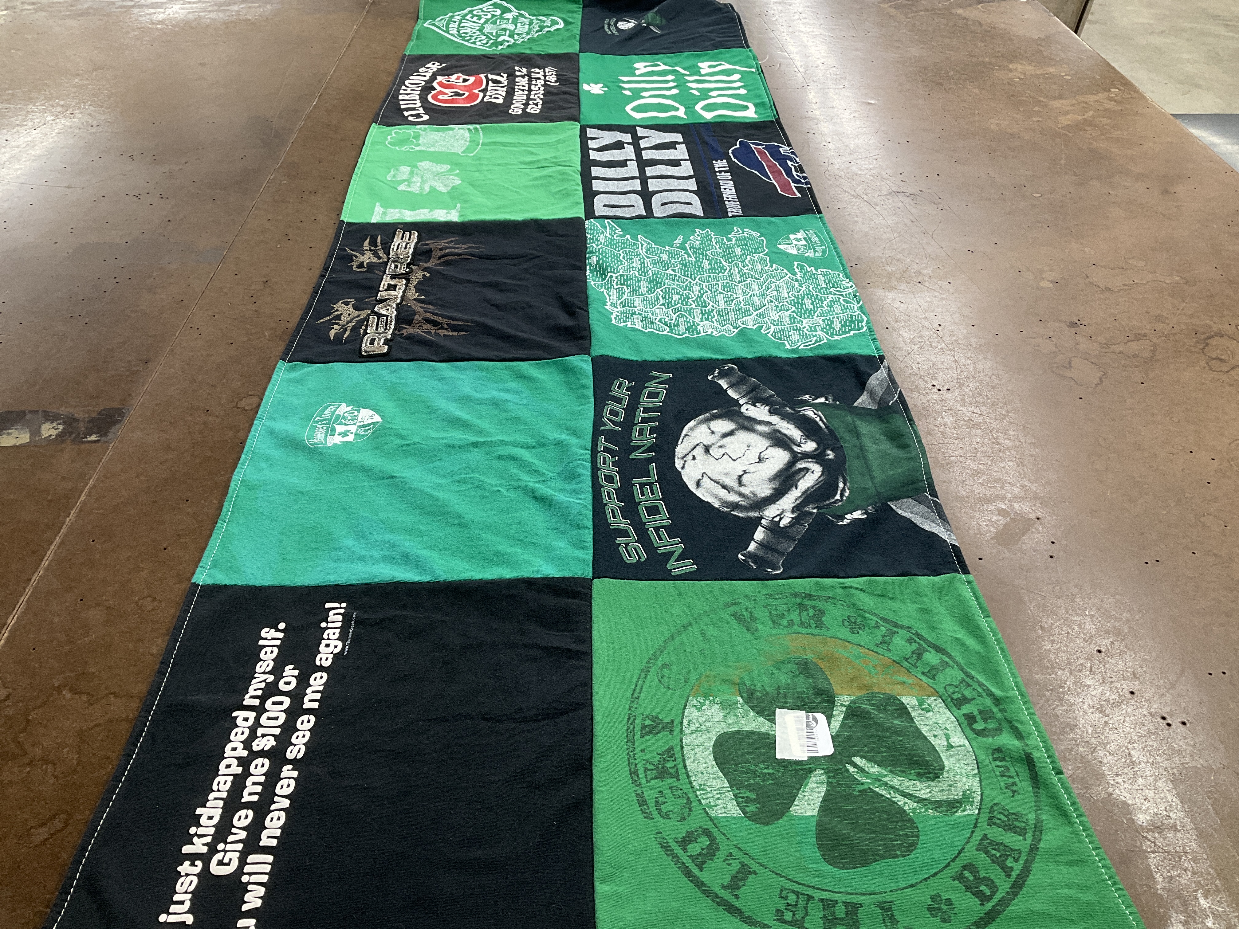 T-shirt quilt with sports, humor themes by Denise from CO