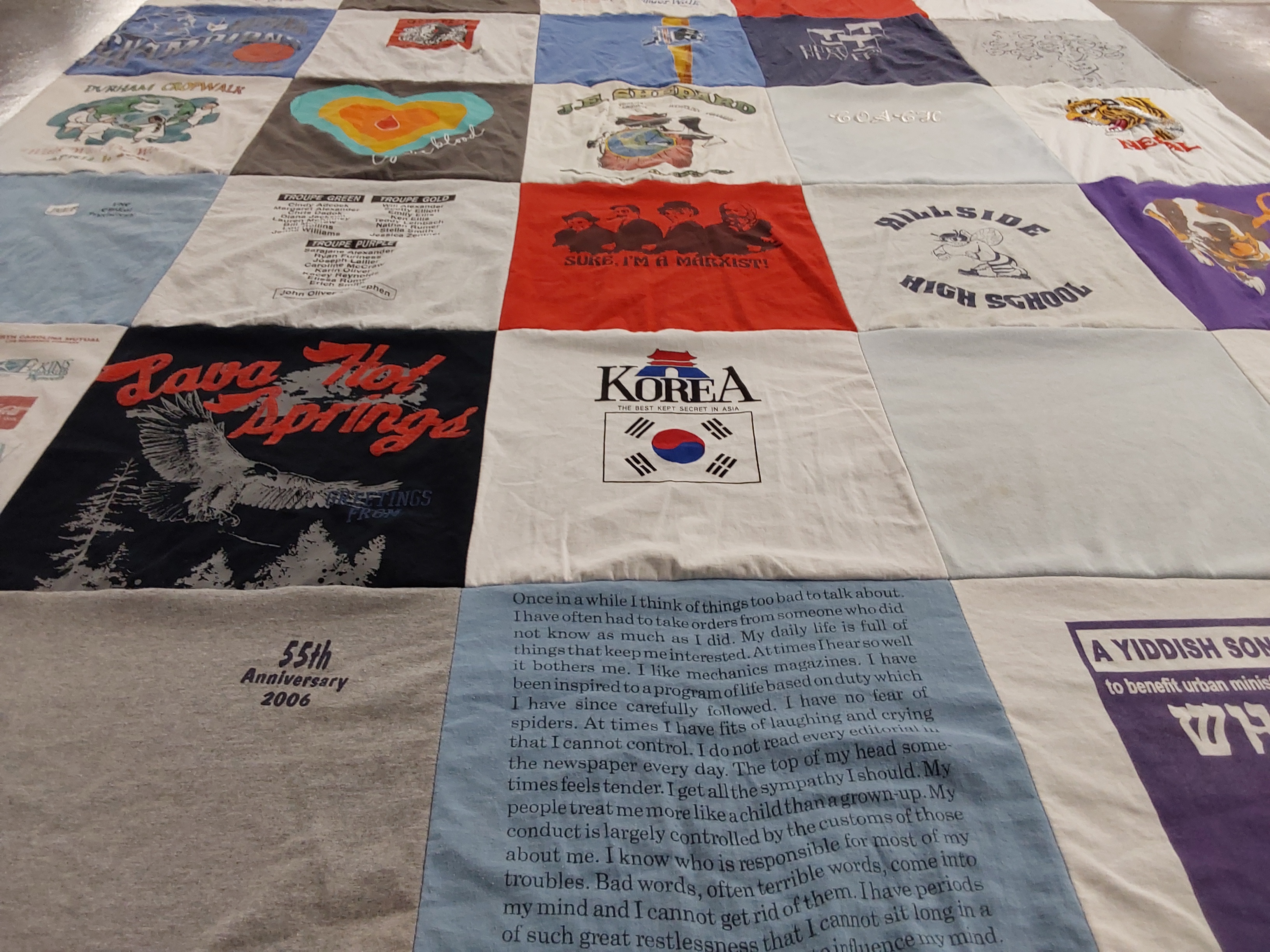 T-shirt quilt from hillside high school by Richard from NC