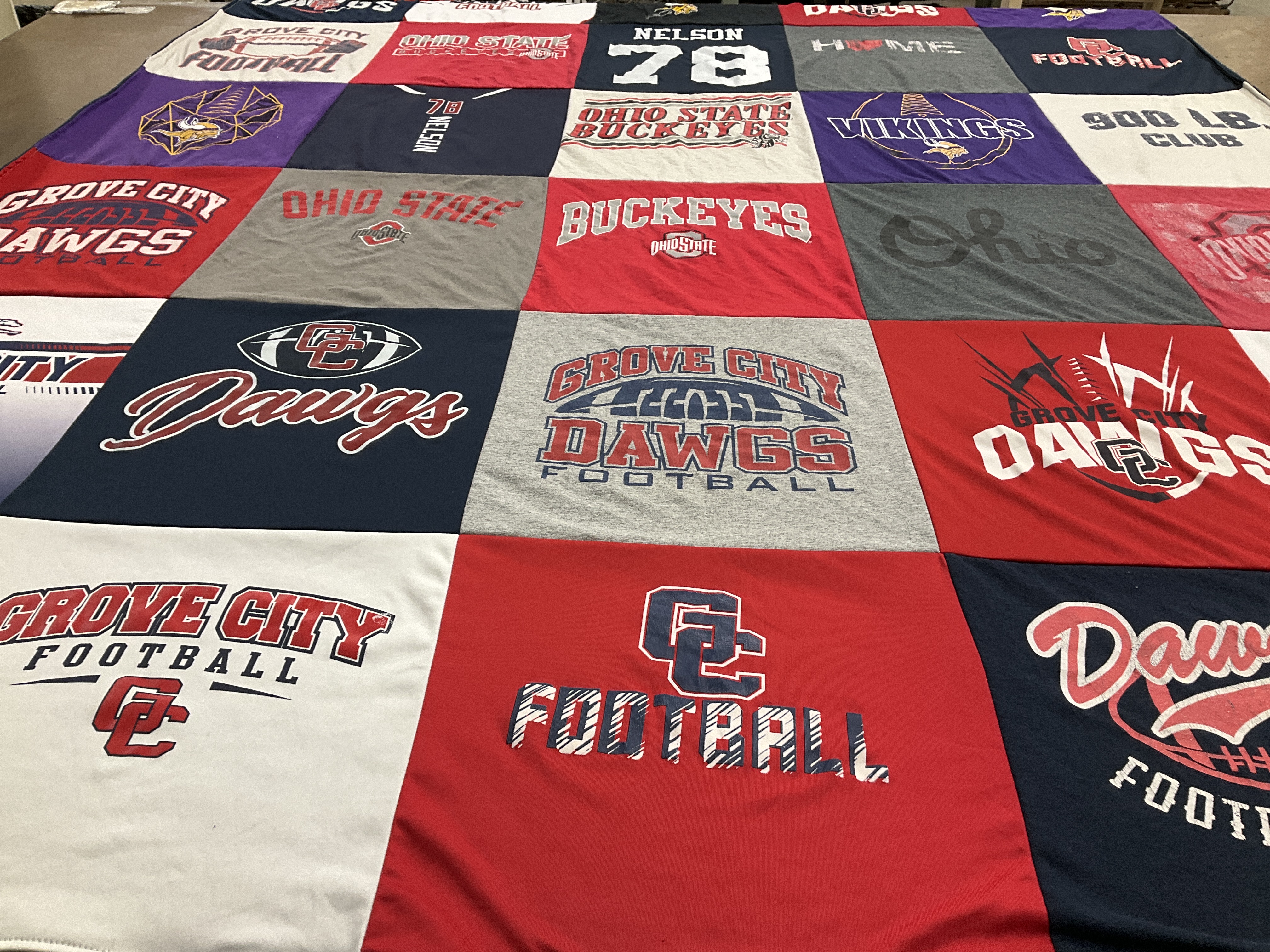 T-shirt quilt featuring grove city football, ohio state buckeyes by Andrea from OH