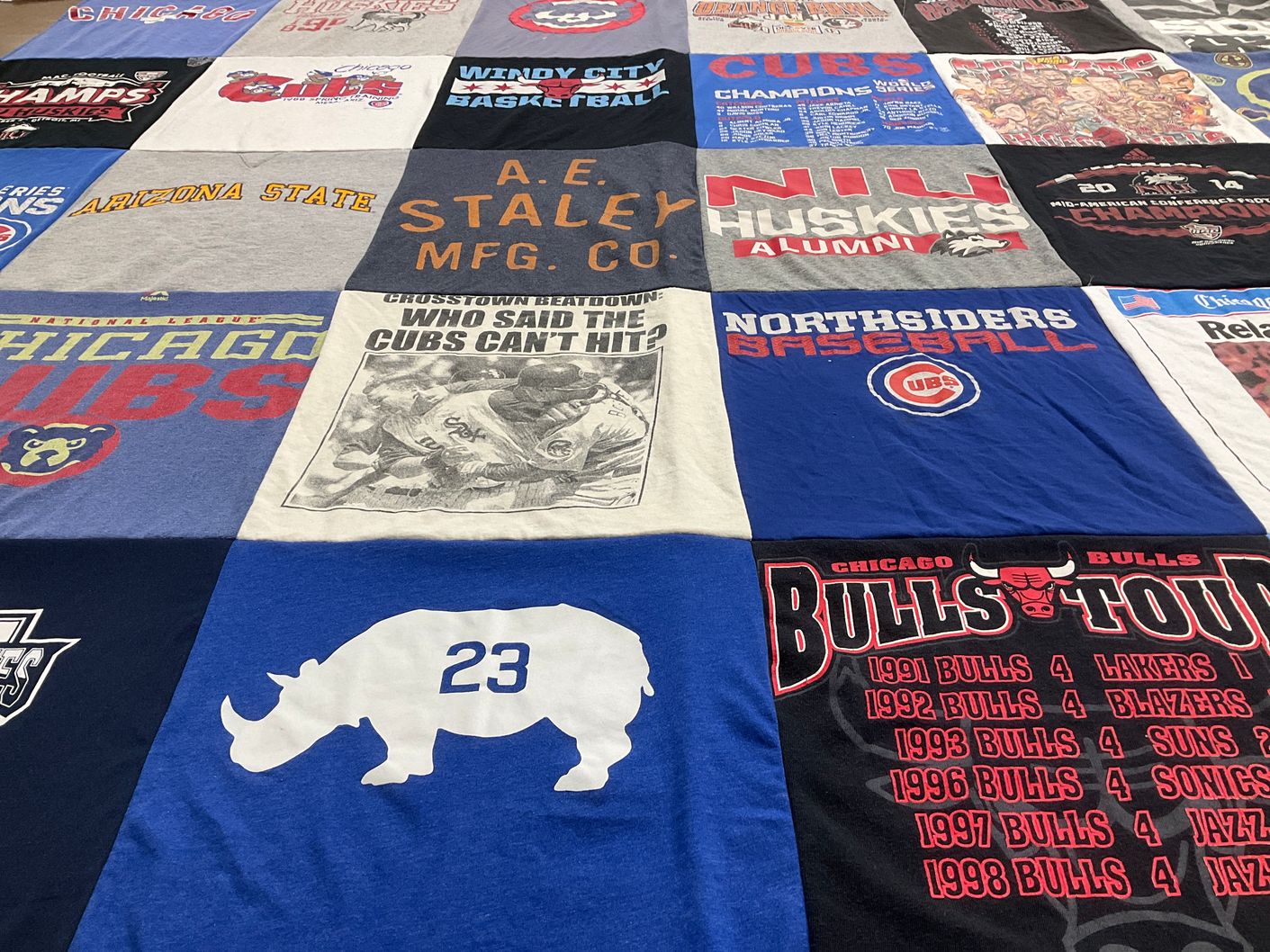 T-shirt quilt featuring chicago cubs, chicago bulls by Scott from MI