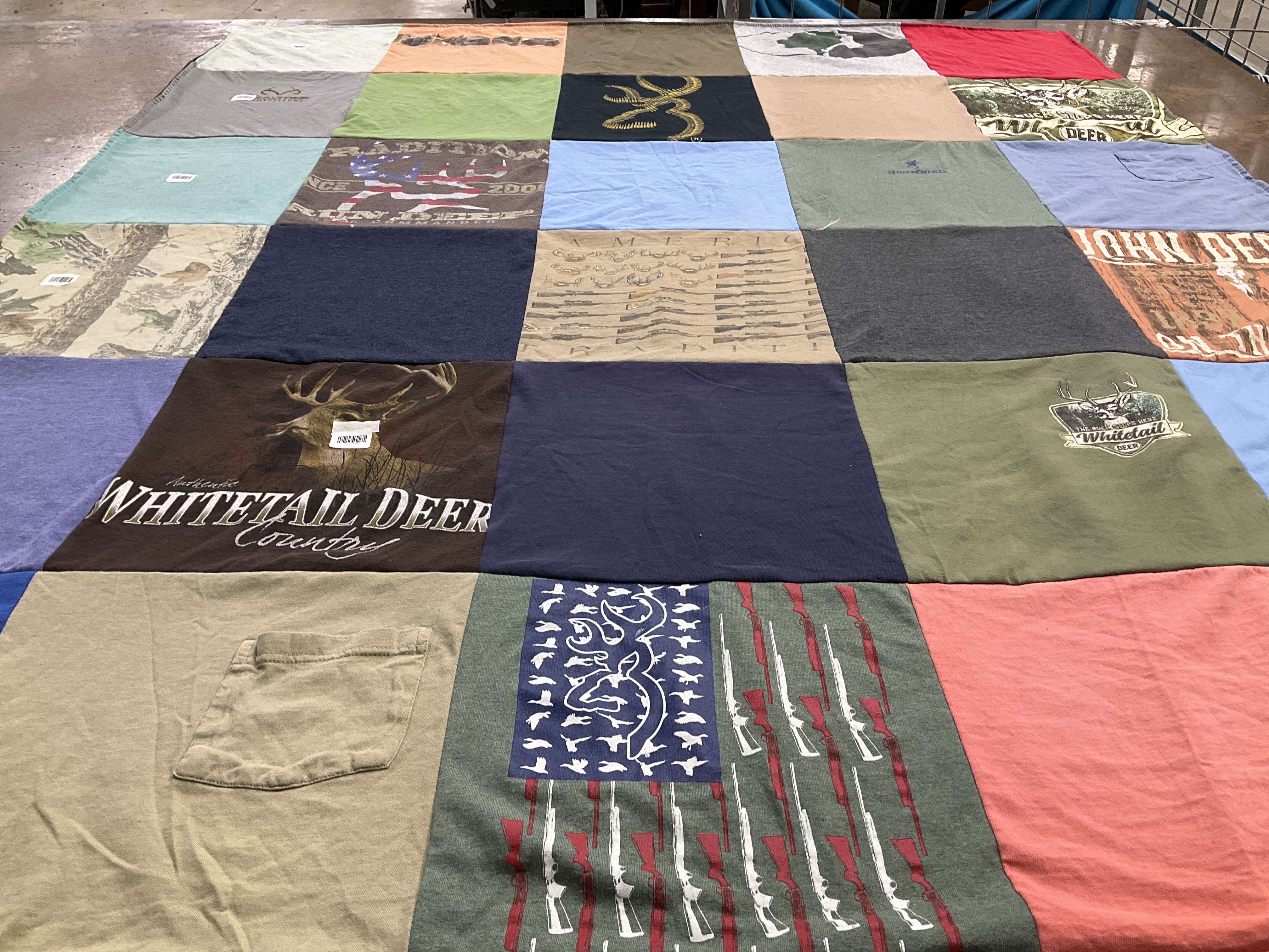 T-shirt quilt with hunting, outdoors themes by Meagan from GA