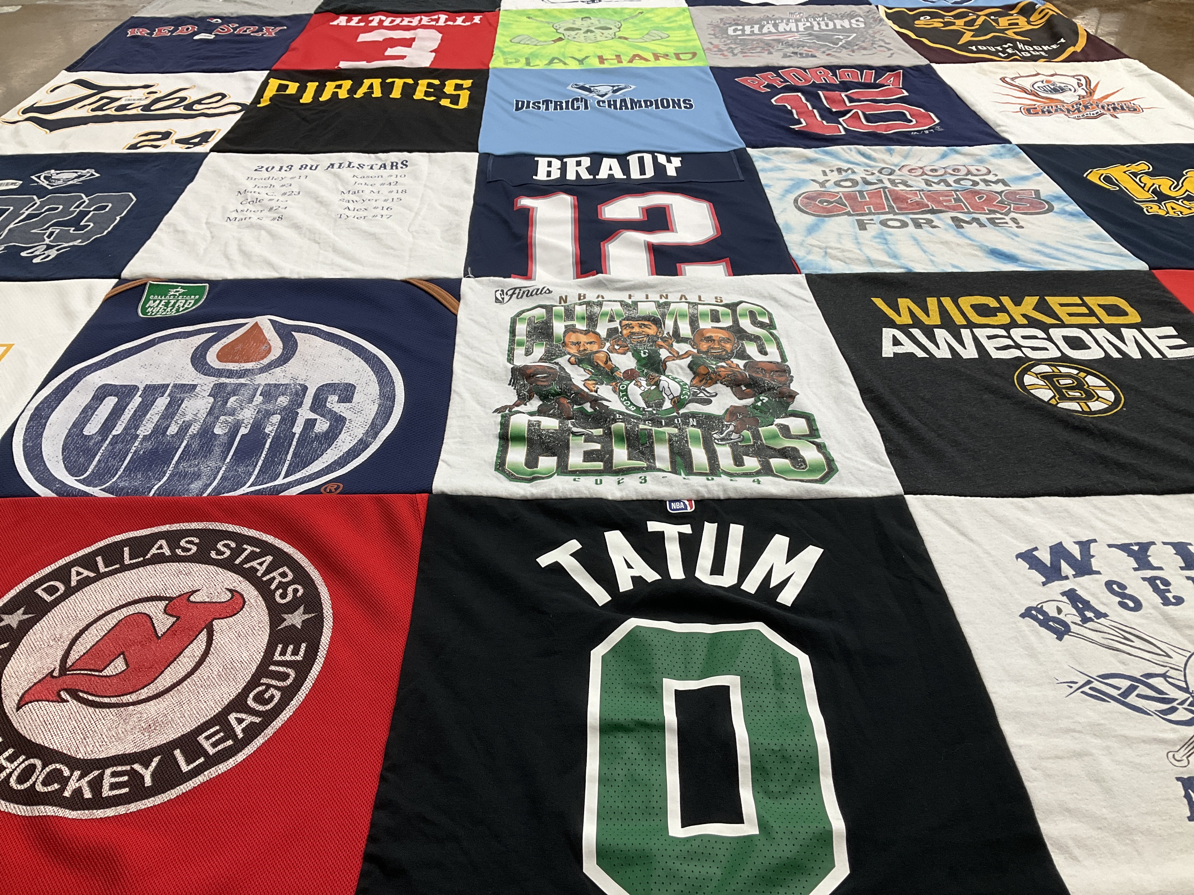 T-shirt quilt featuring boston celtics, dallas stars by Melissa from TX