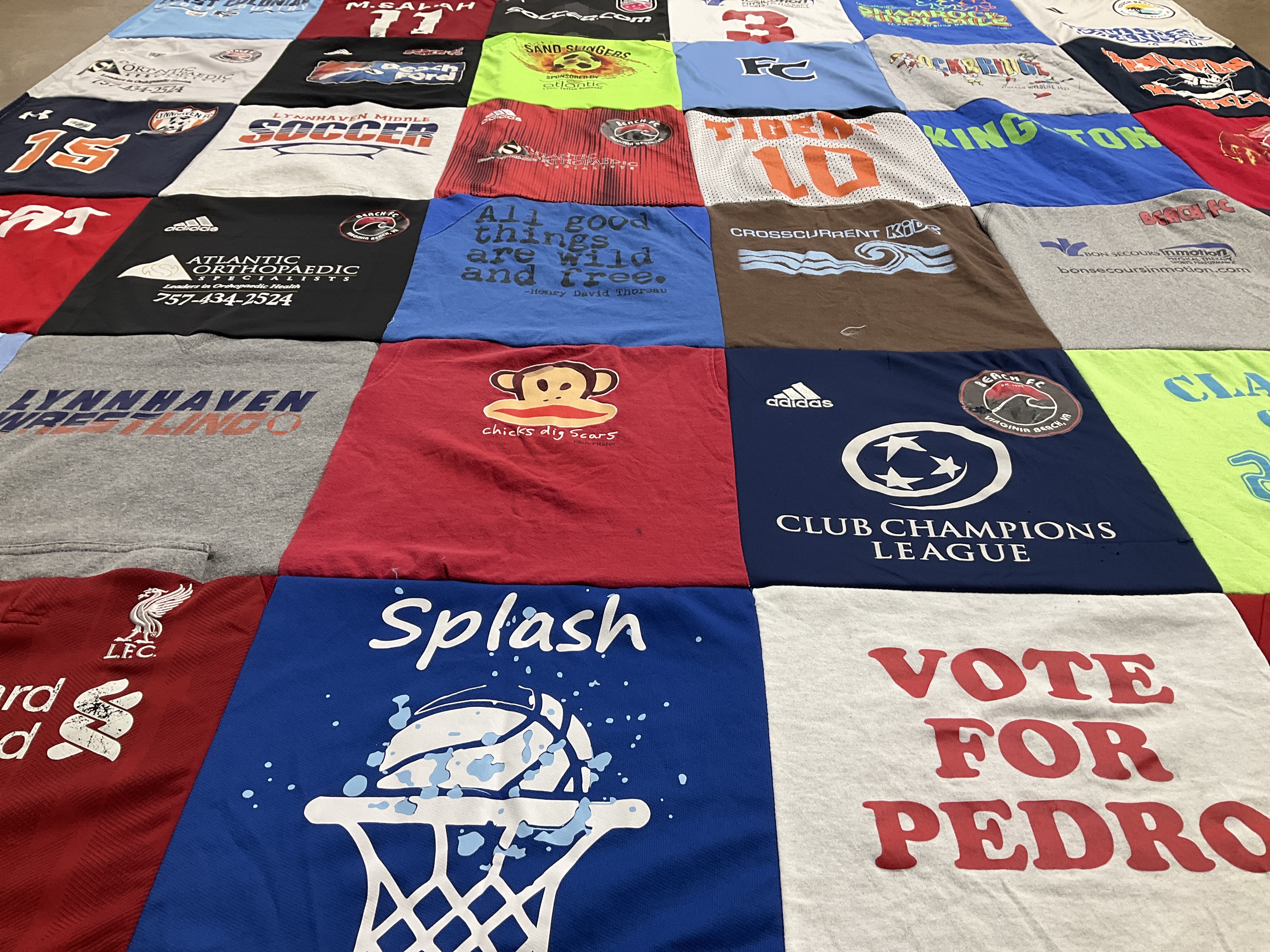 T-shirt quilt featuring lynnhaven middle school wrestling, lynnhaven middle school soccer by Sara from VA