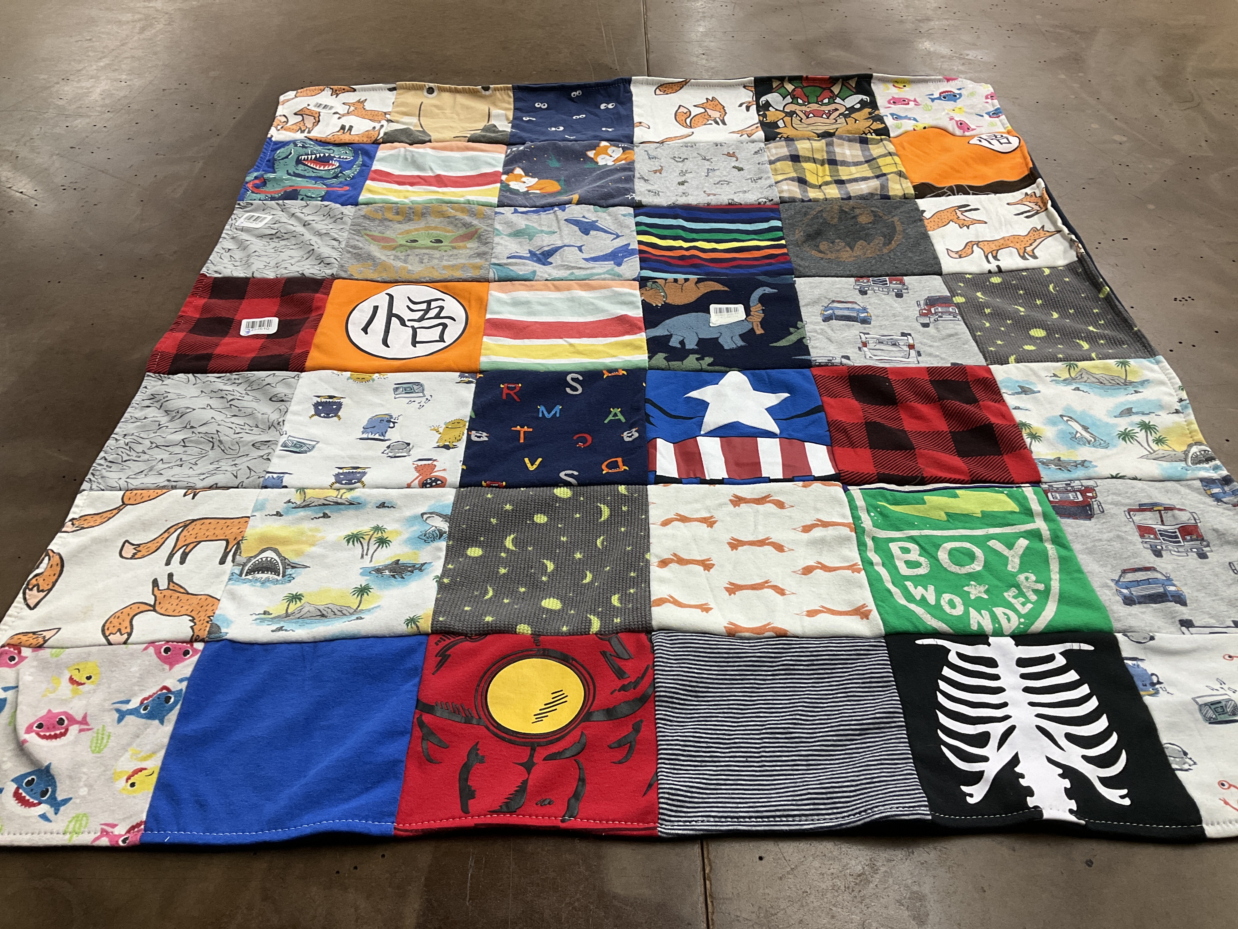 T-shirt quilt with animals, cartoons themes by Jennifer from PA