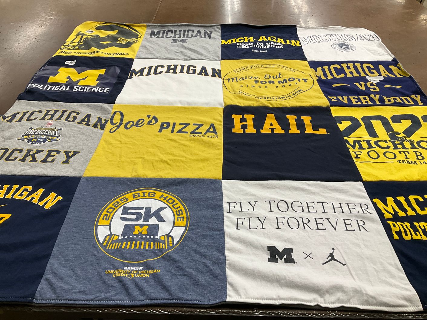 T-shirt quilt featuring michigan football, michigan hockey by Beverly from MI