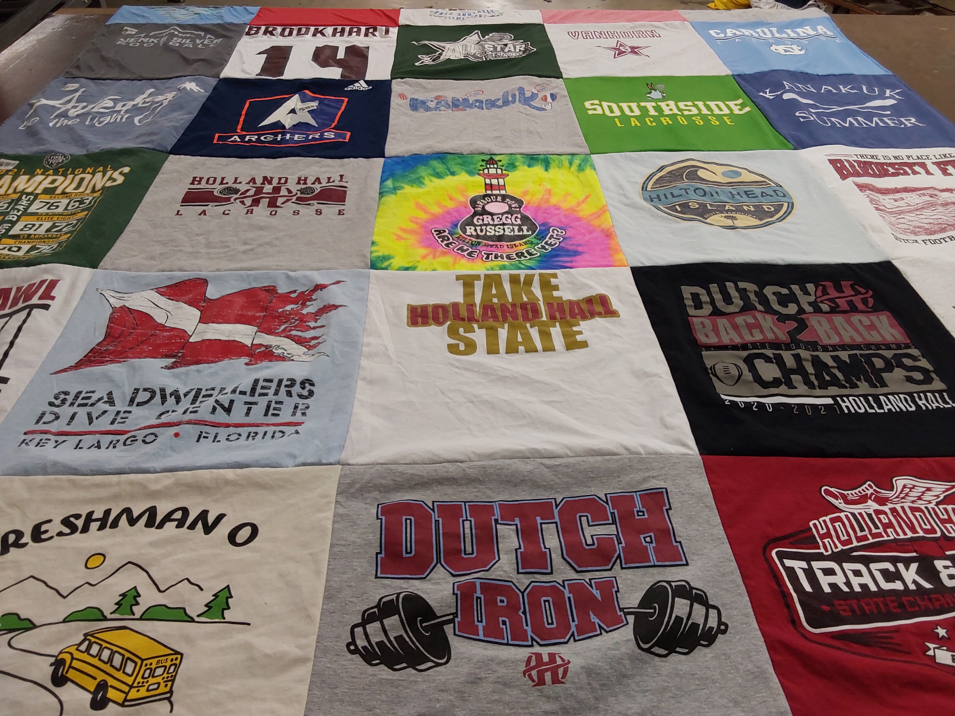 T-shirt quilt featuring holland hall lacrosse, holland hall track and field by Debra from OK