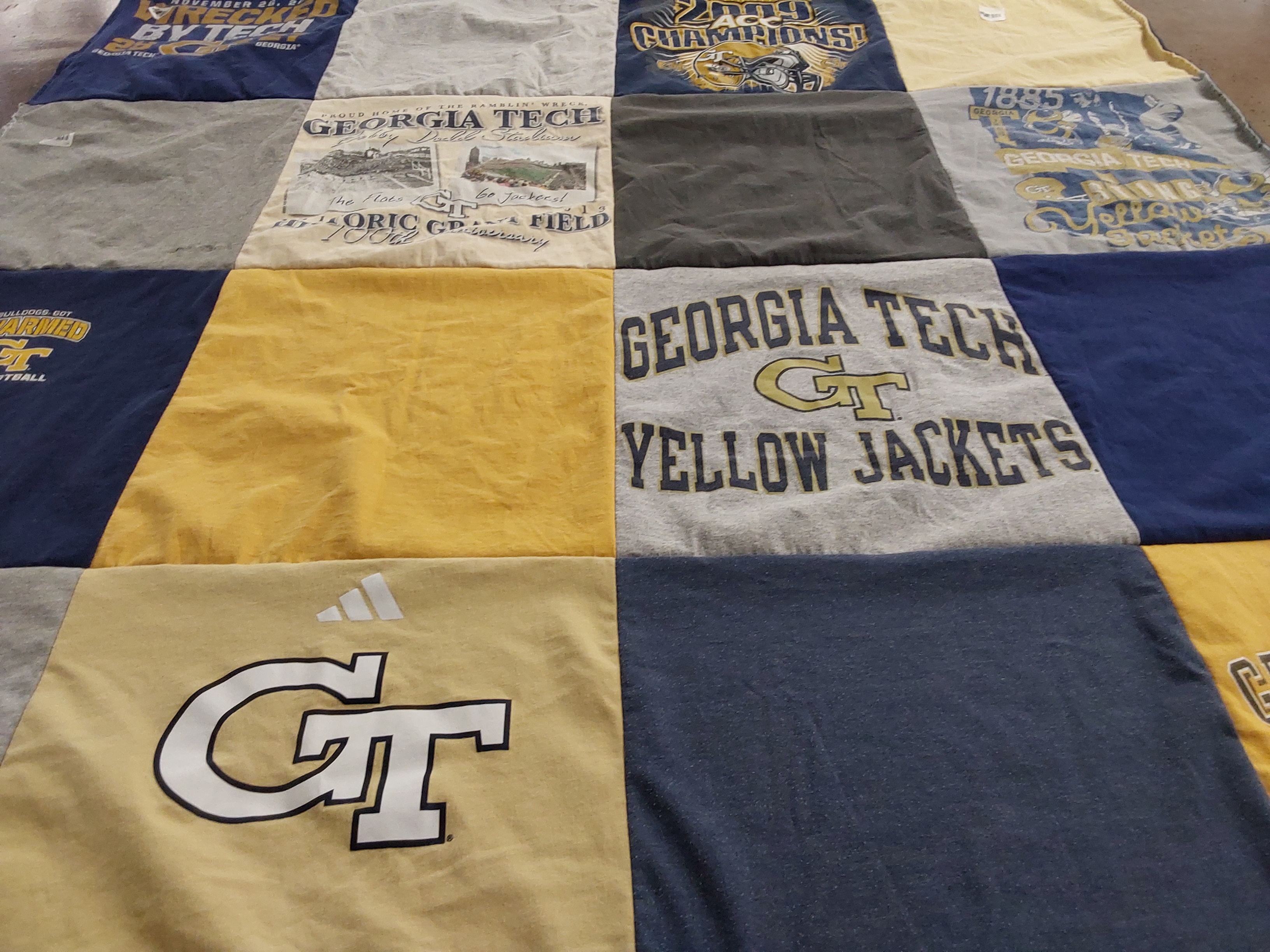 T-shirt quilt featuring georgia tech yellow jackets by Keith from GA