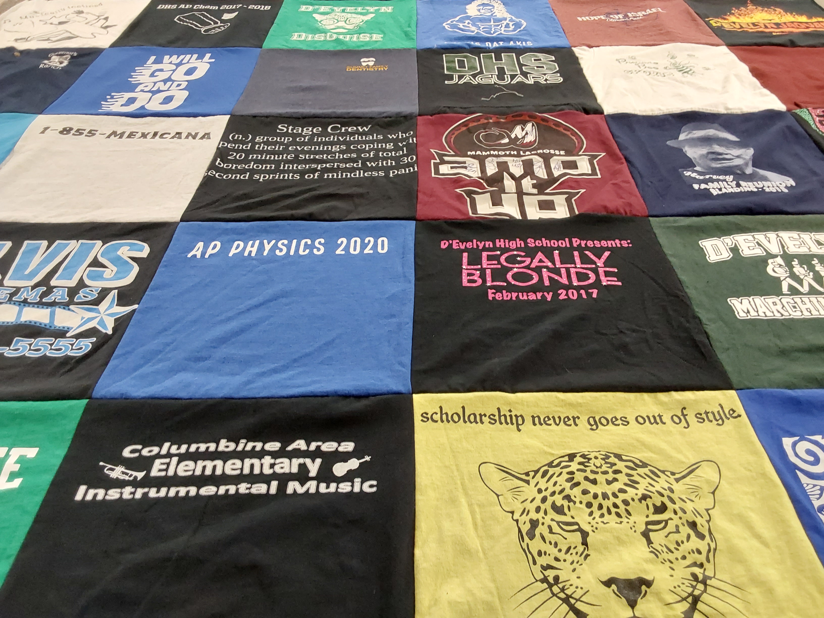 T-shirt quilt featuring d'evelyn high school by Crista from UT