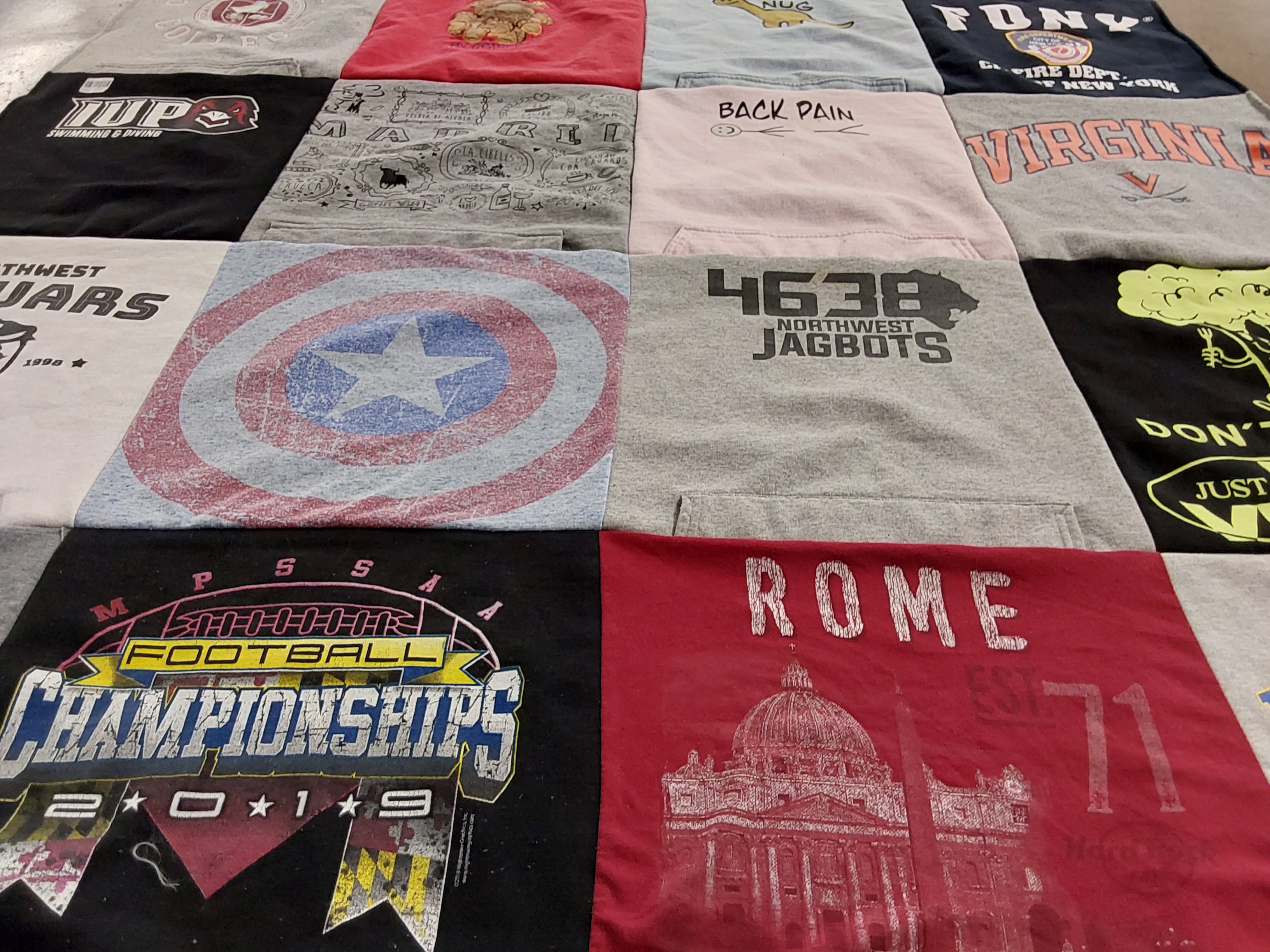 T-shirt quilt featuring northwest jagbots by Yolanda from MD