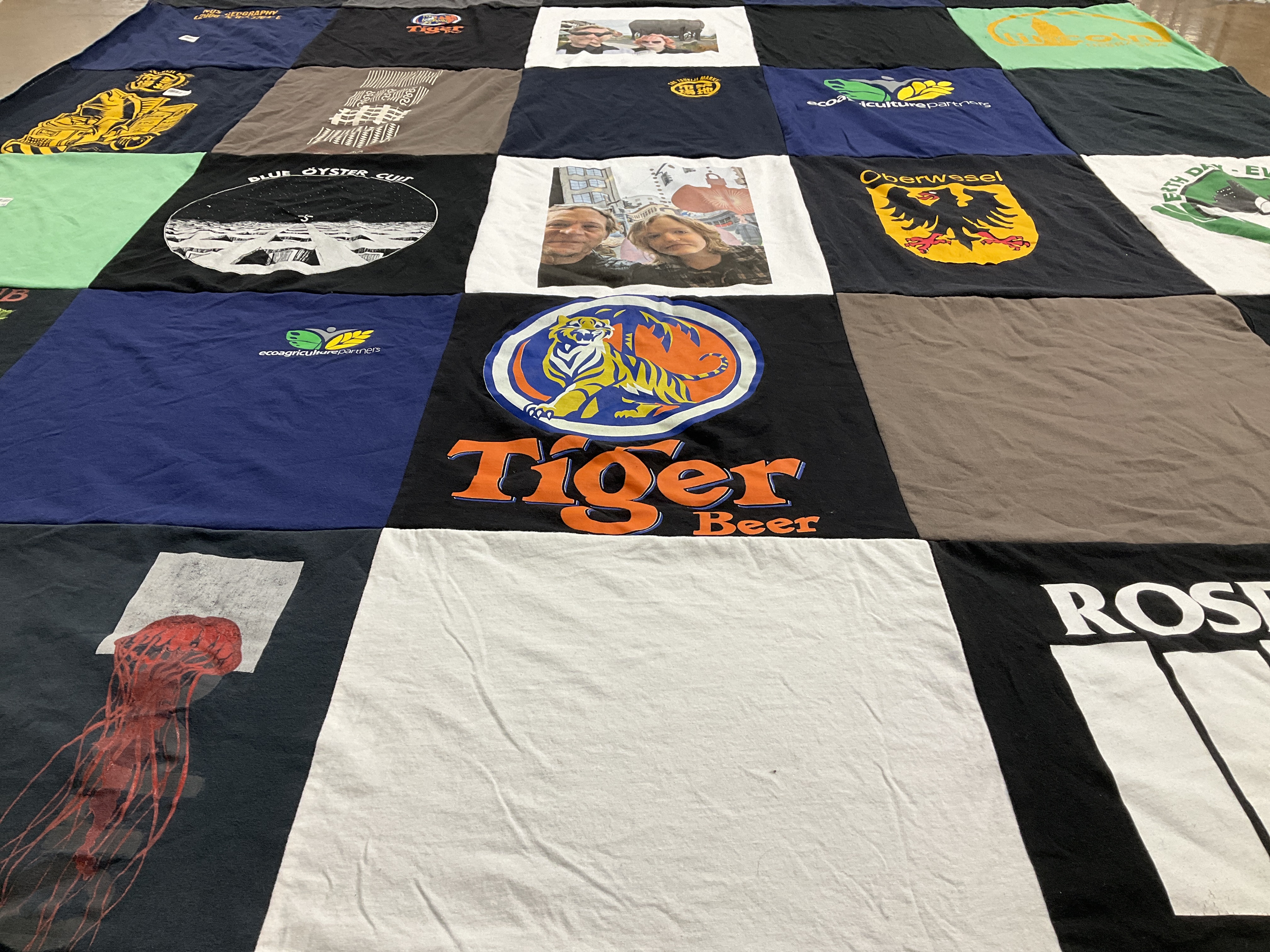 T-shirt quilt with beer culture, music themes by Christopher from TX