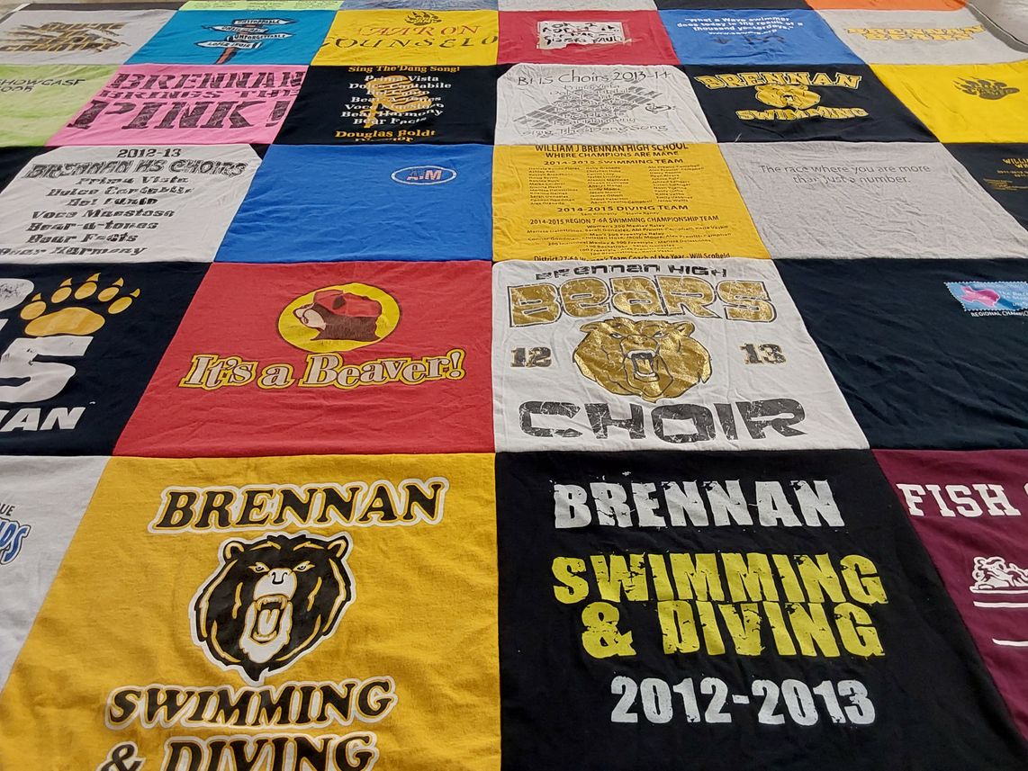 T-shirt quilt featuring brennan swimming and diving team by Regina from TX