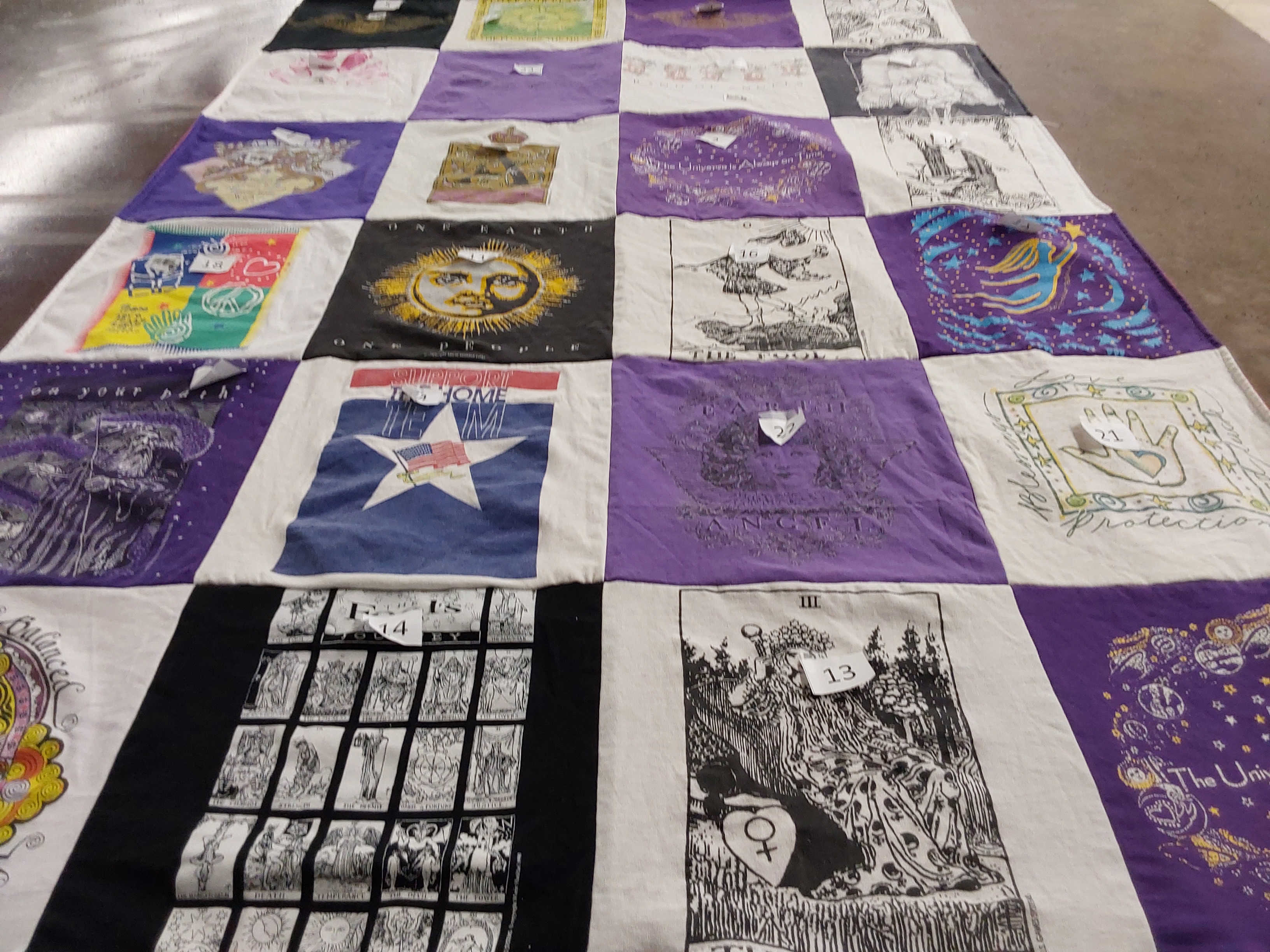 T-shirt quilt with art, sustainability themes by Robert from CA