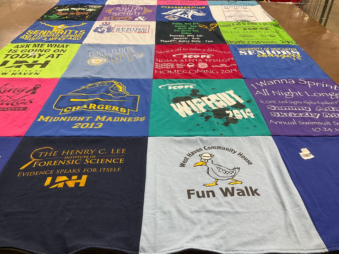 T-shirt quilt featuring chargers by Randee from NJ