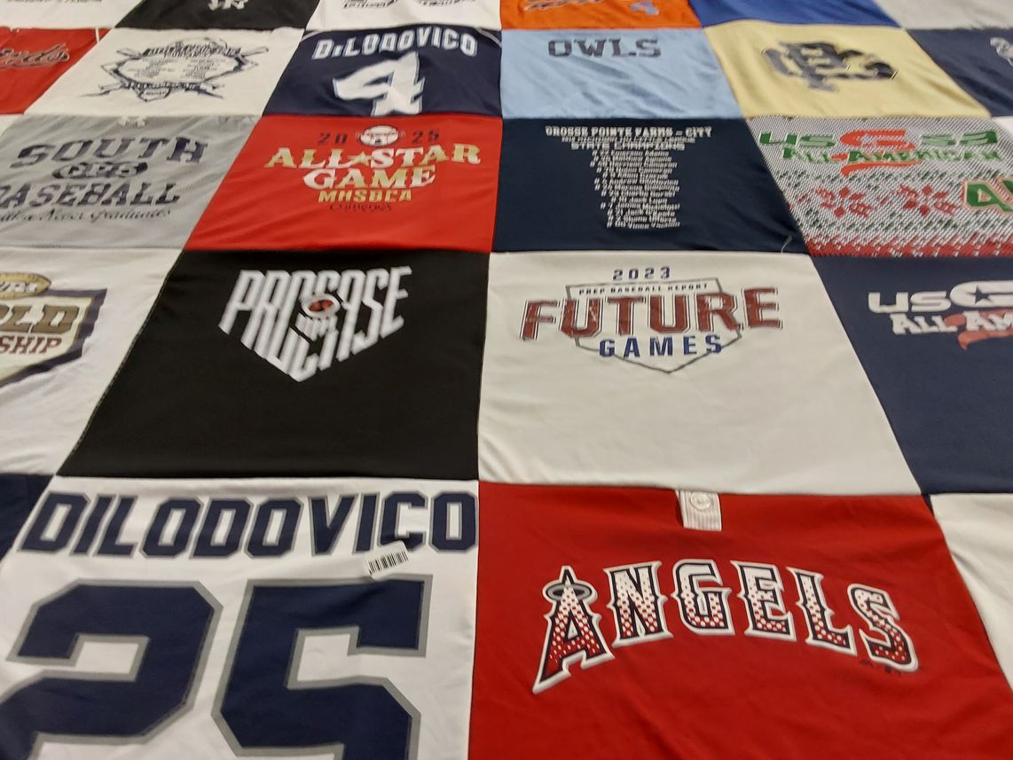 T-shirt quilt with baseball themes by Erin from MI