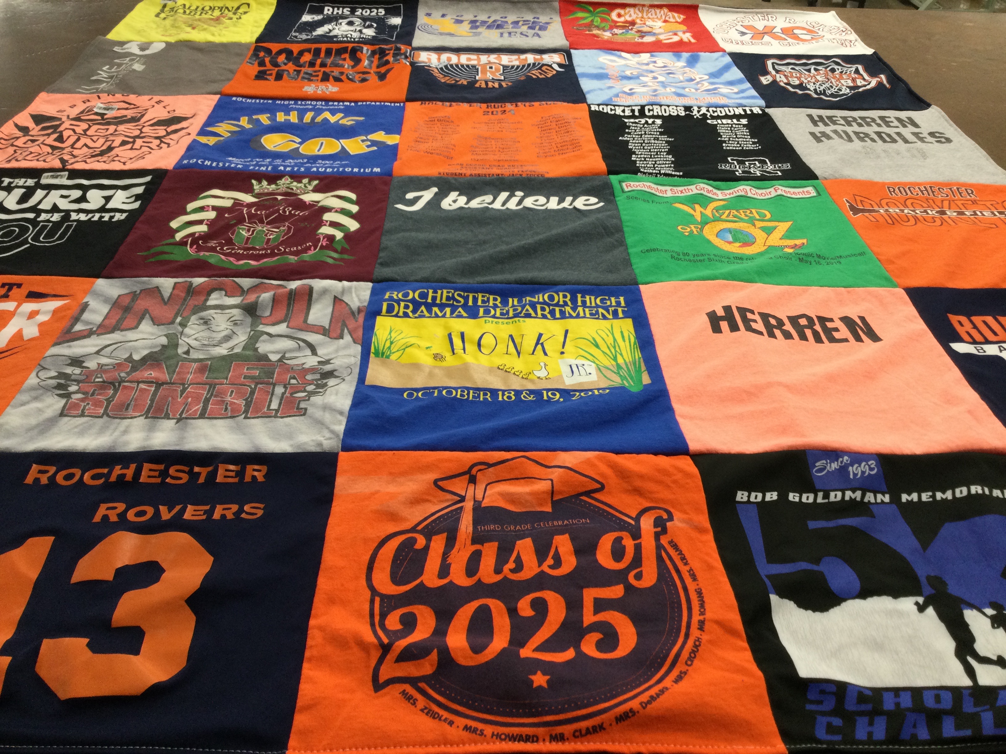 T-shirt quilt featuring rochester rovers by Mindy from IL