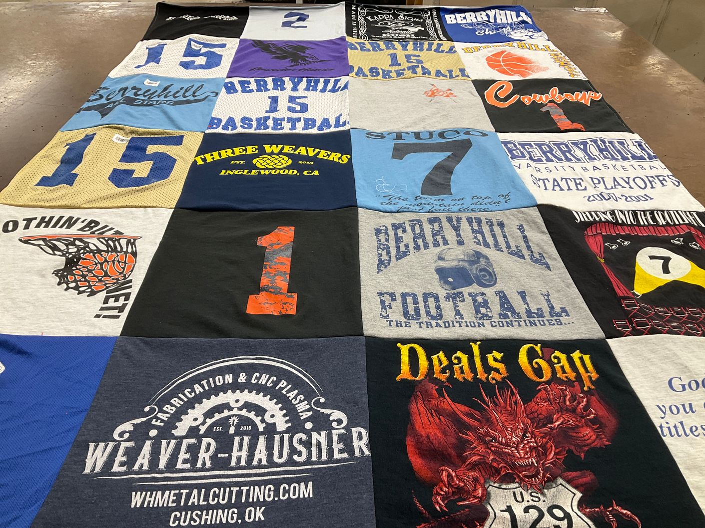 T-shirt quilt featuring berryhill cowboys by Teresa from OK