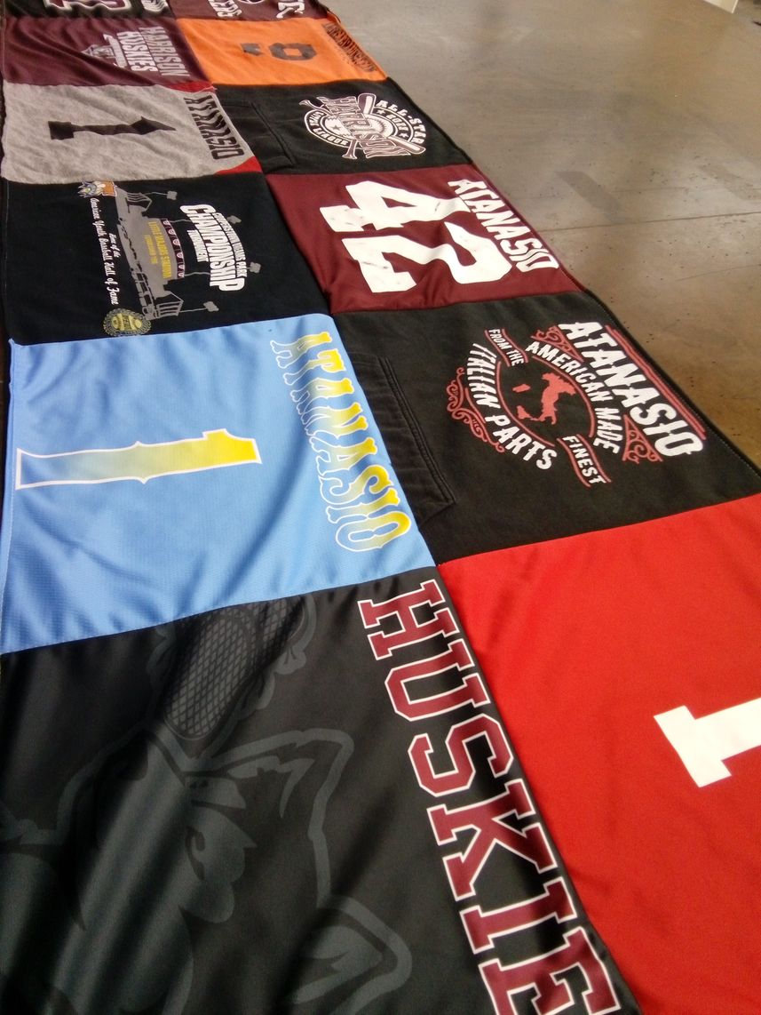 T-shirt quilt featuring arkansas huskies by Alison from NY