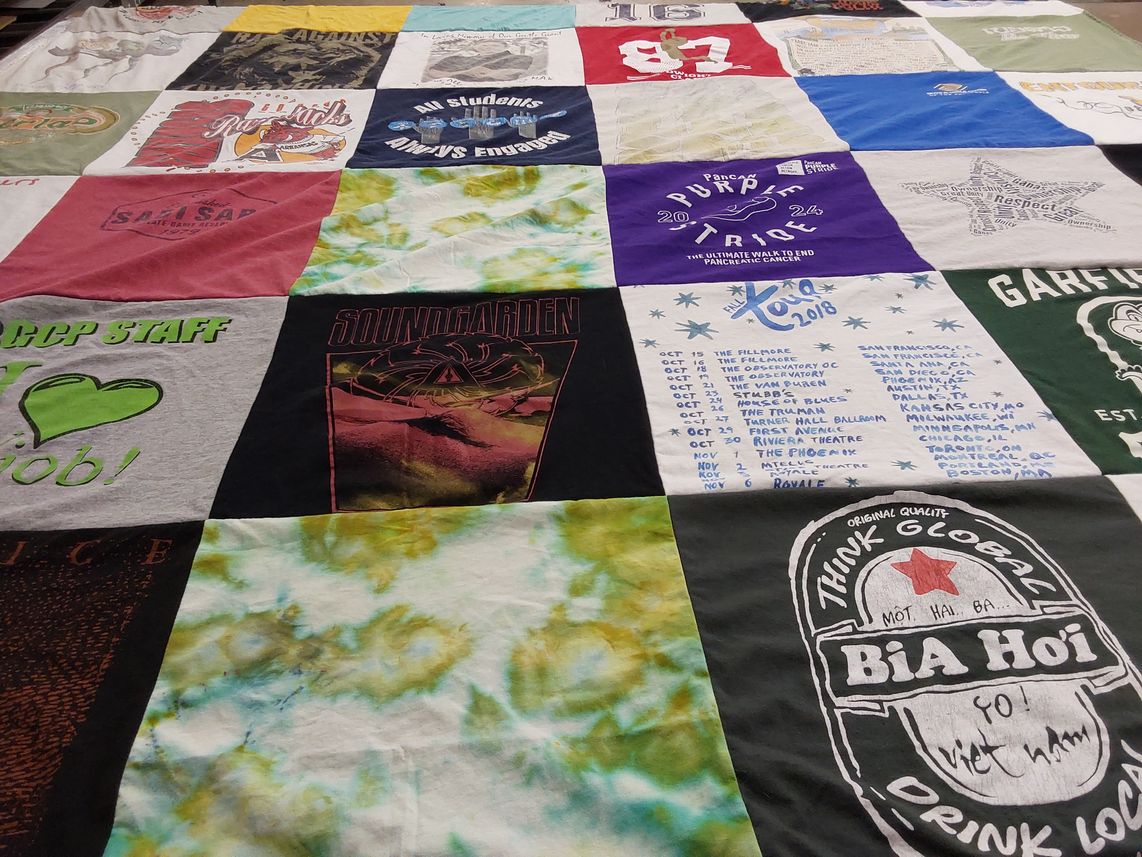 T-shirt quilt with music, events themes by Spencer from CA