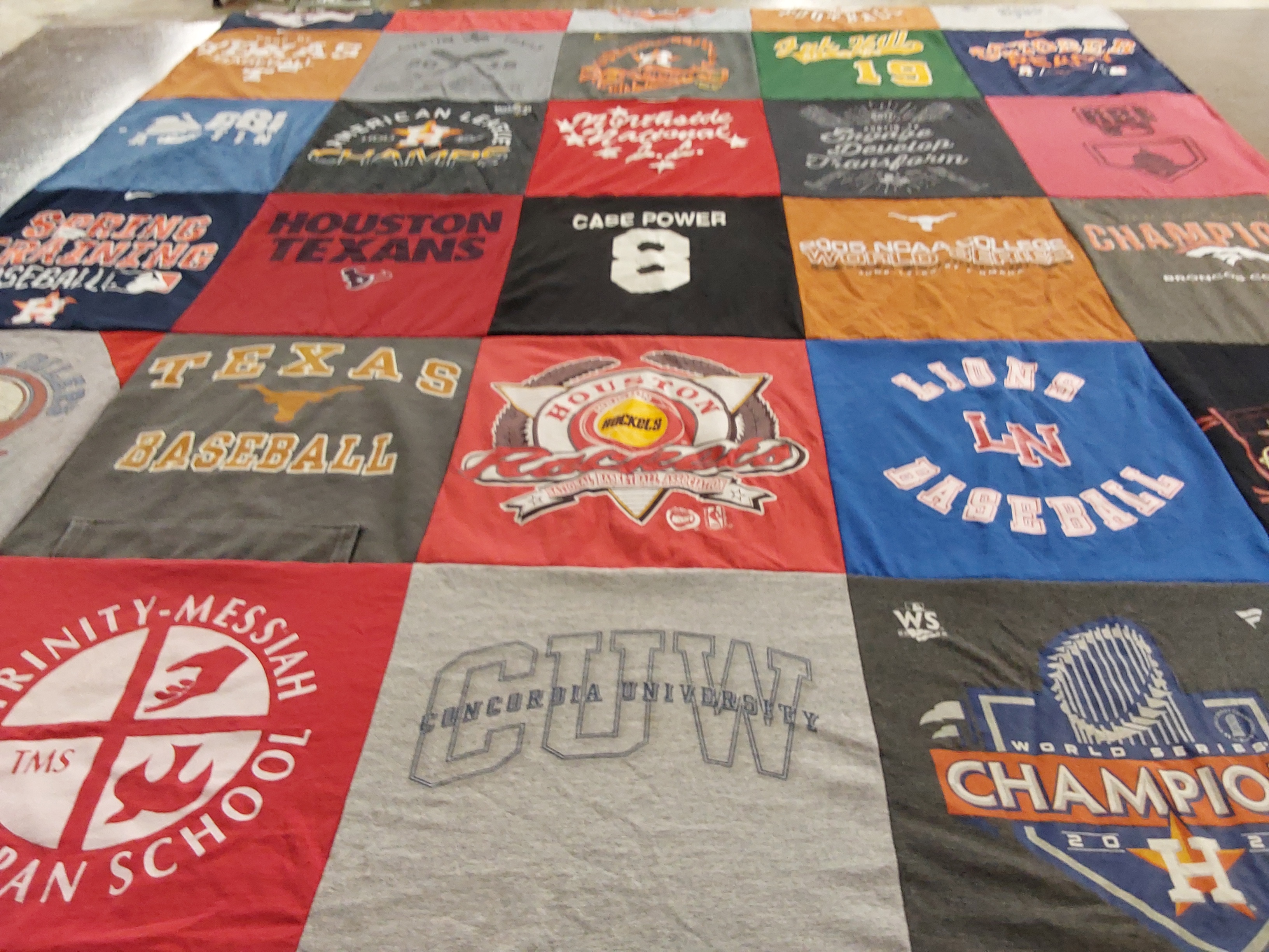 T-shirt quilt featuring houston texans, lions baseball by Jordan from TX