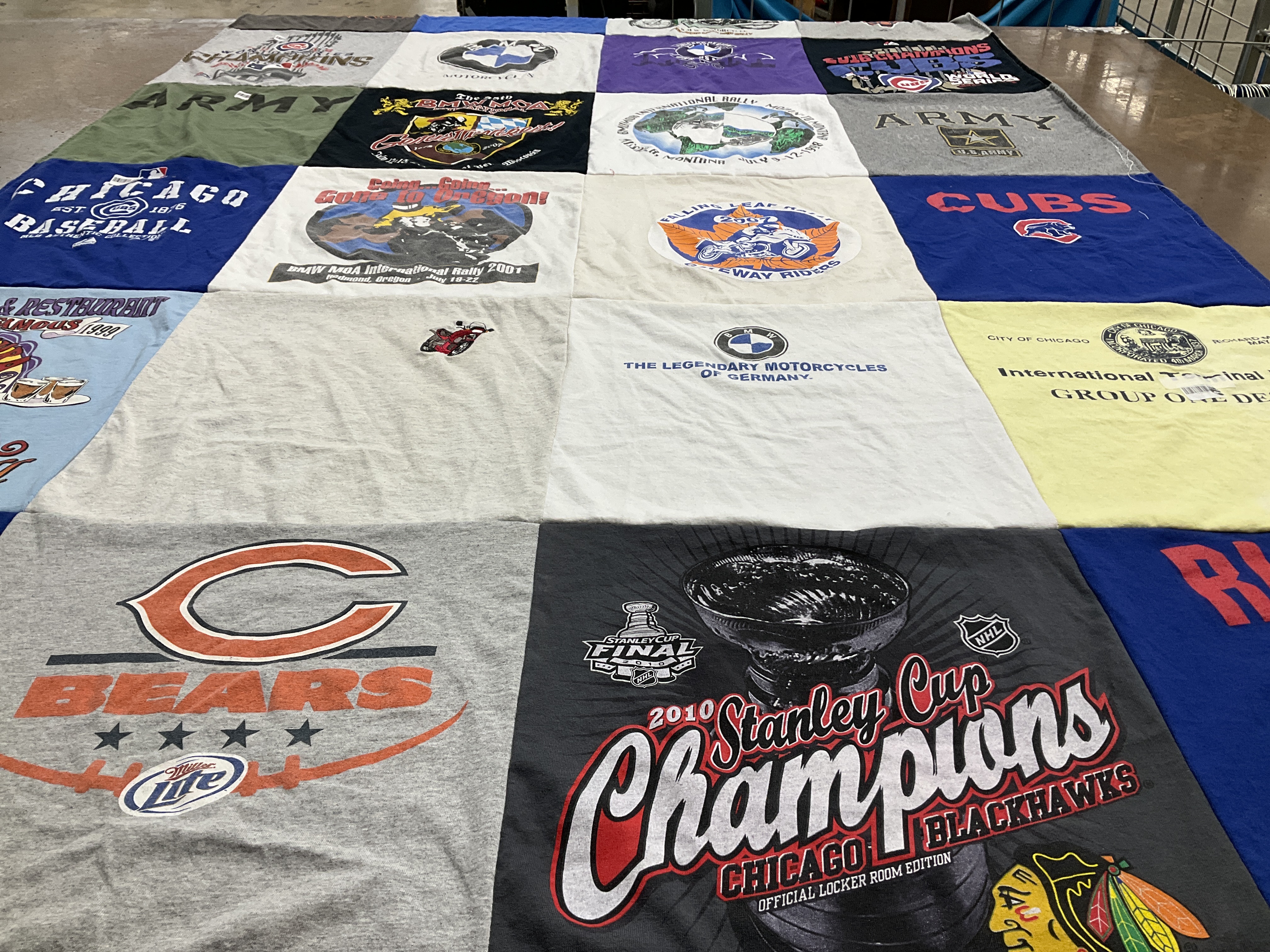 T-shirt quilt featuring chicago bears, chicago cubs by Debbie from IL